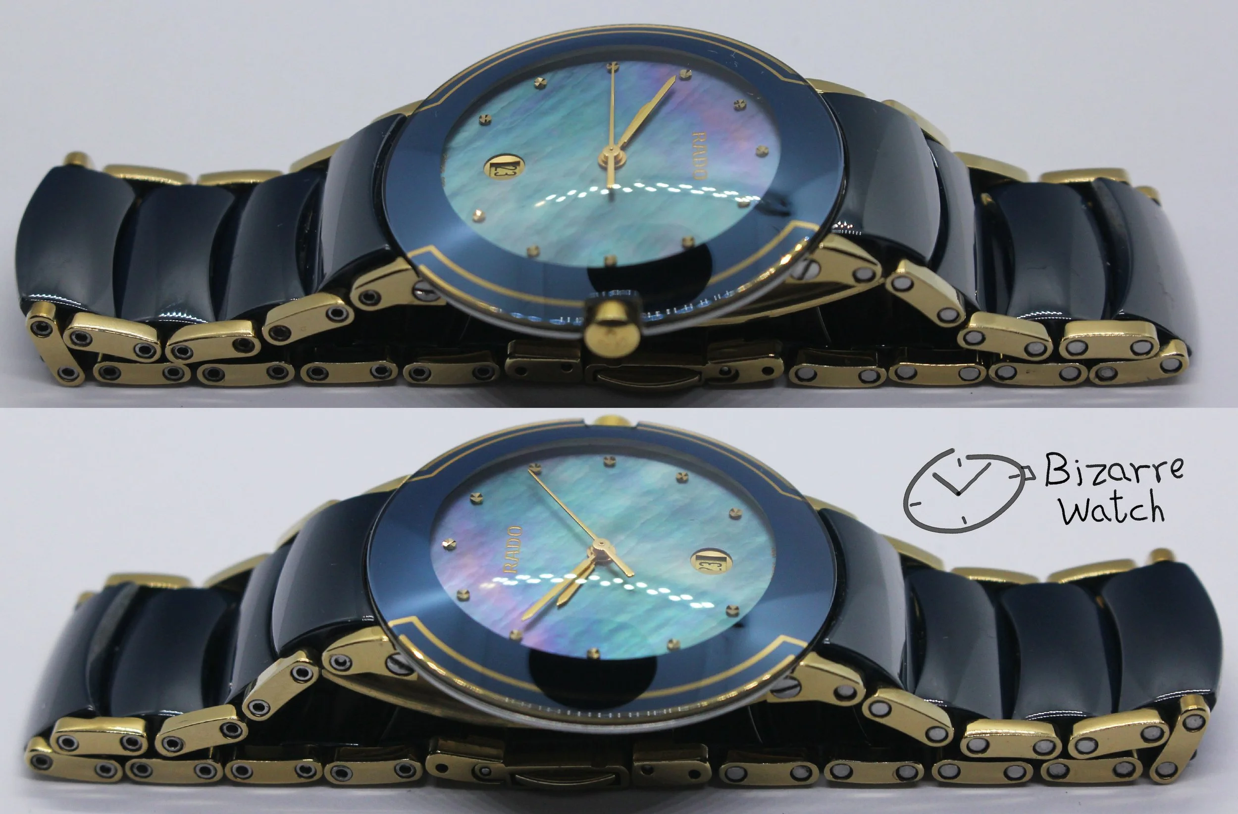 polarised polarized lens view vintage MOP mother of pearl Dial Scratchproof RADO Coupole 33mm Blue Ceramic 129.0358.3 Watch women men unisex bizarrewatch bizarre