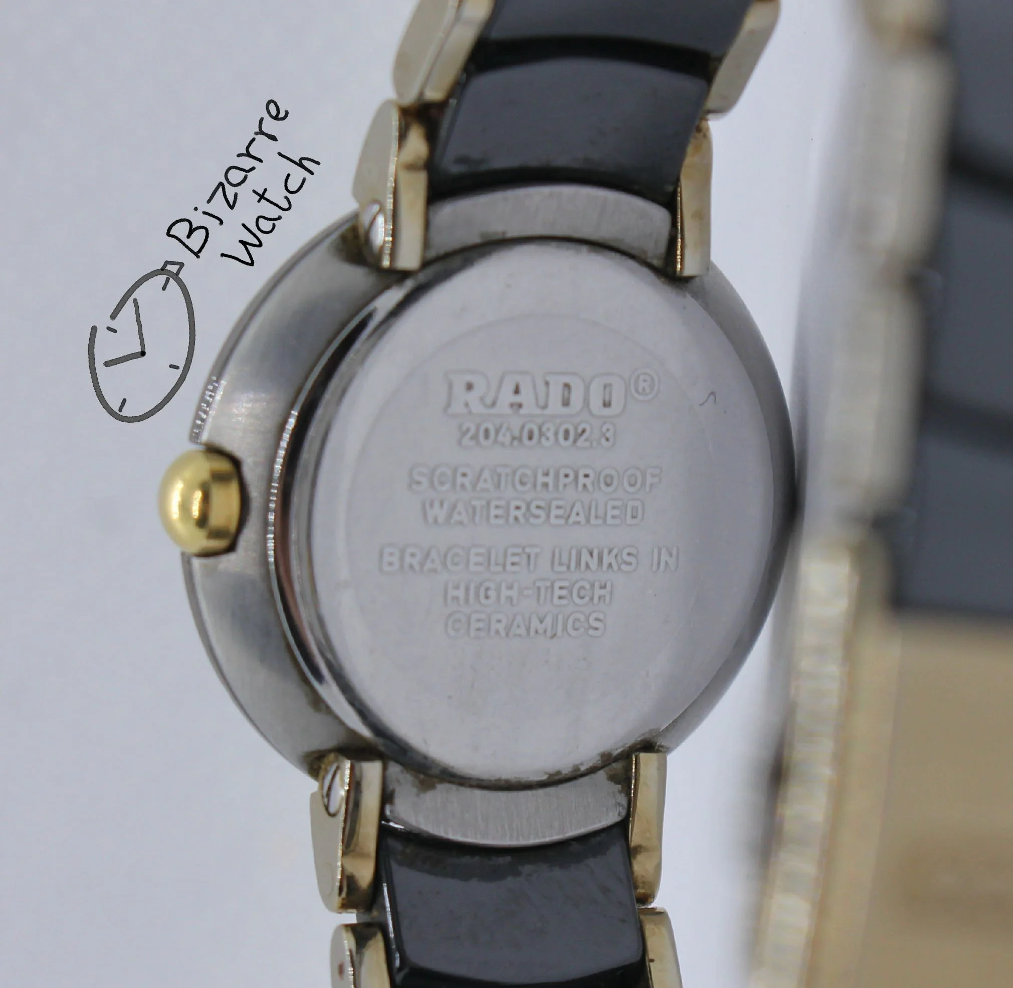 caseback  sapphire domed vintage Ladies Scratchproof RADO Coupole Diastar 24mm Black Ceramic 204.0302.3 Watch bizarre bizarrewatch women ladies