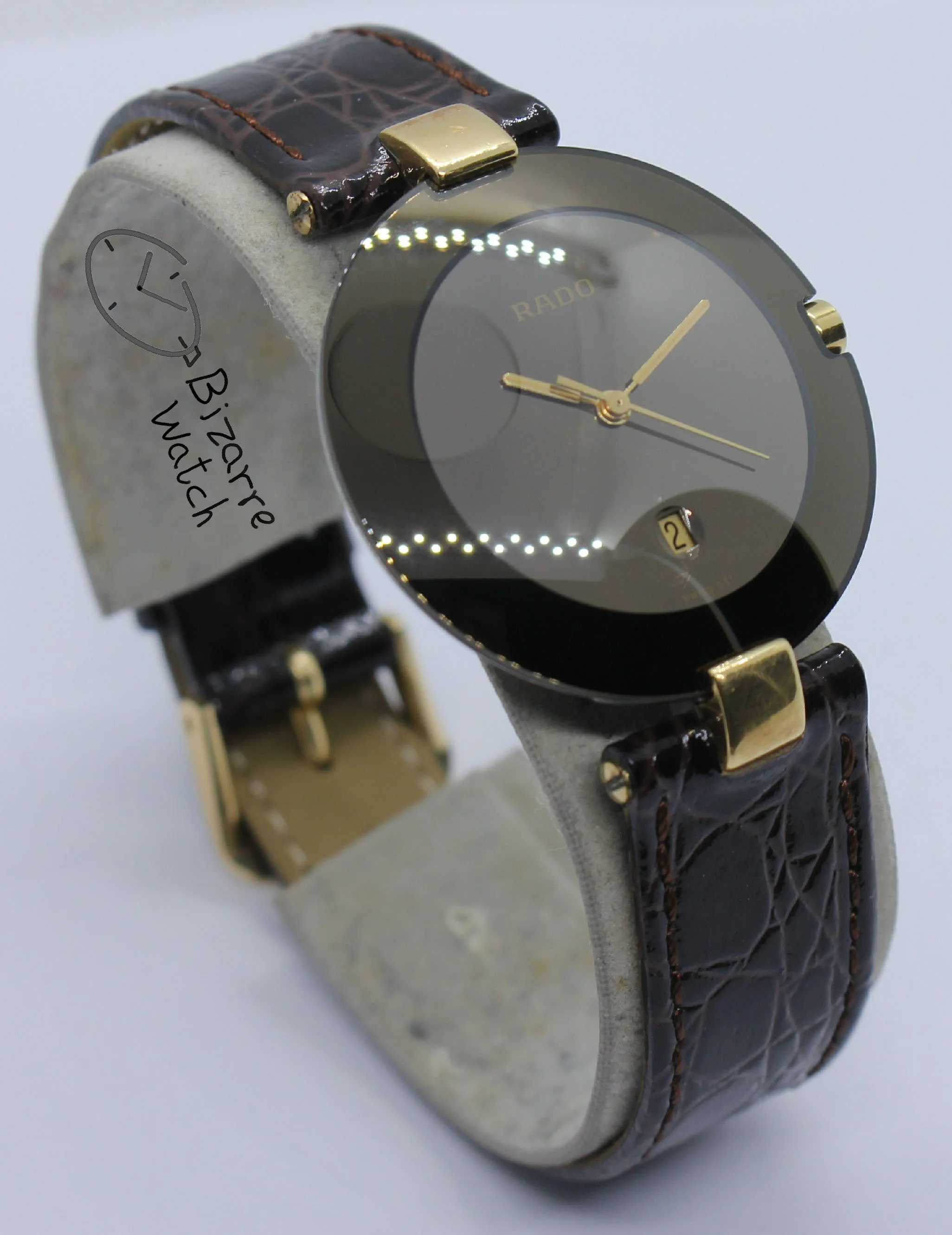 vintage Rado La Coupole 129.3575.4 129.3575.4N 129.4075.4 33mm Domed Brown Sapphire Leather Strap Watch mirror bizarre ladies women men unisex