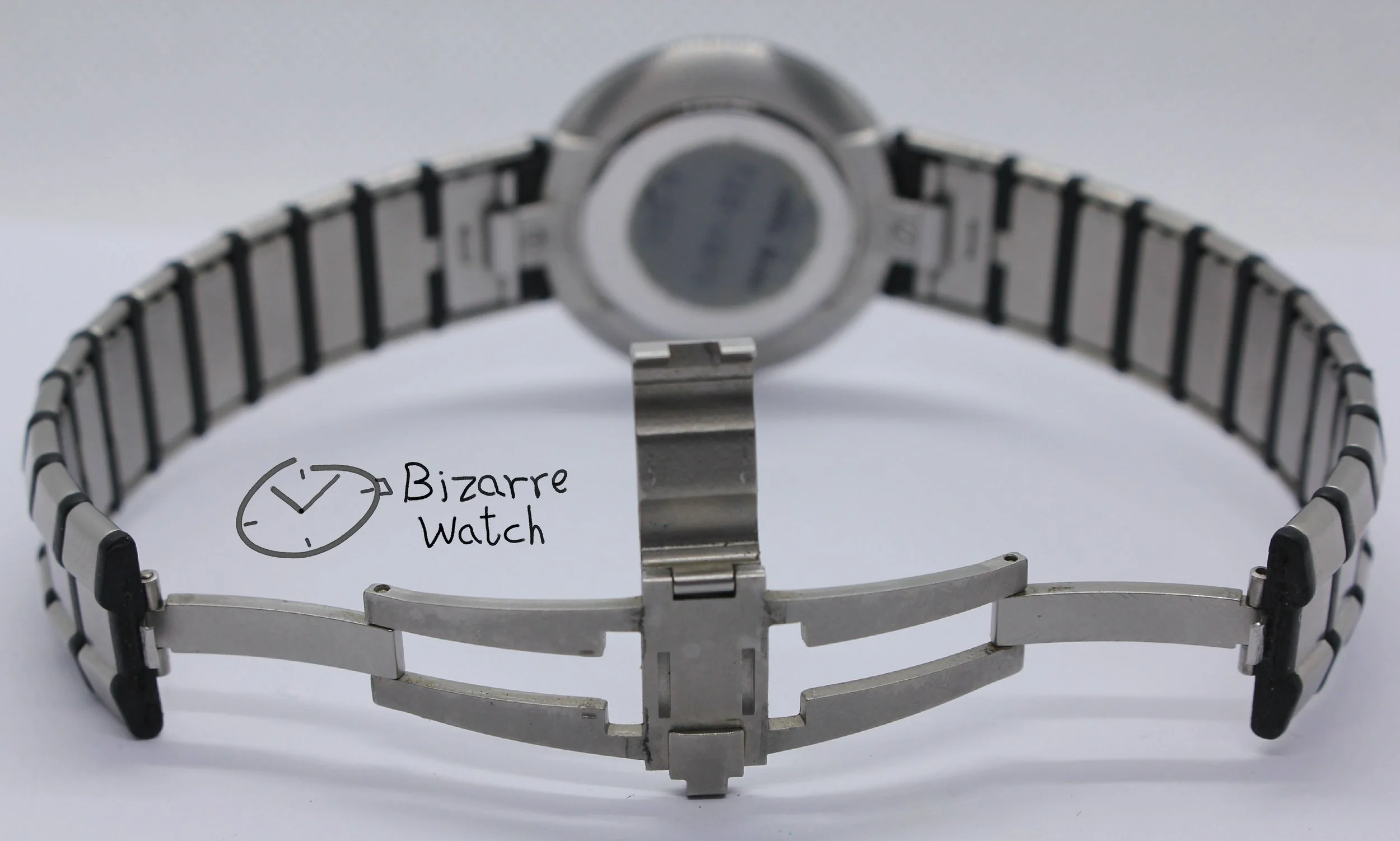 clasp 03600 vintage RARE Rado La Coupole 129.4075.4 Stainless Steel Rubber Bracelet Watch men women unisex bizarre