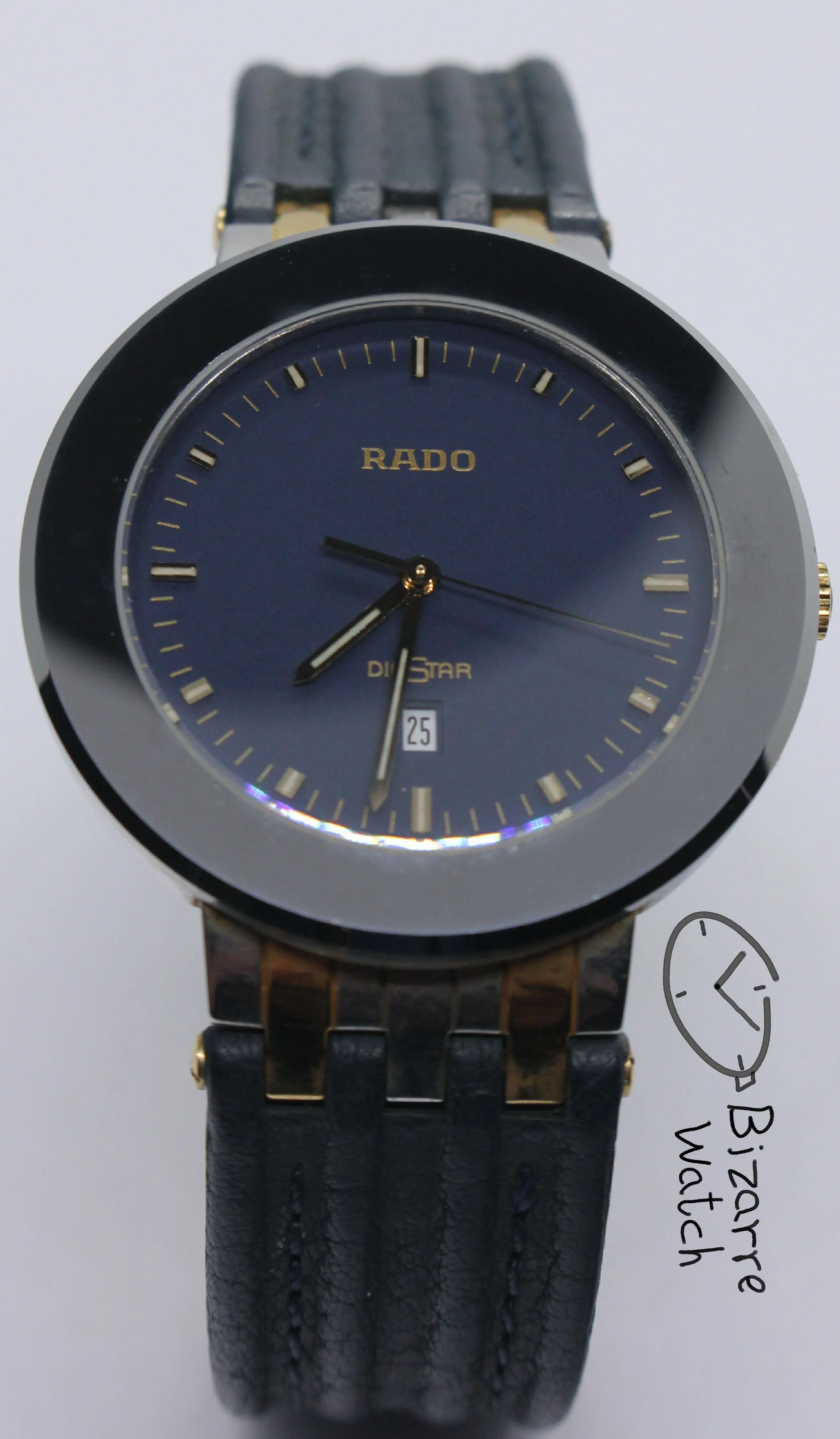 diamaster vintage used preowned pre-owned Scratchproof Navy Blue Rado Diastar 35mm Tungsten Carbide Bezel 152.0341.3 Watch bizarrewatch bizarre