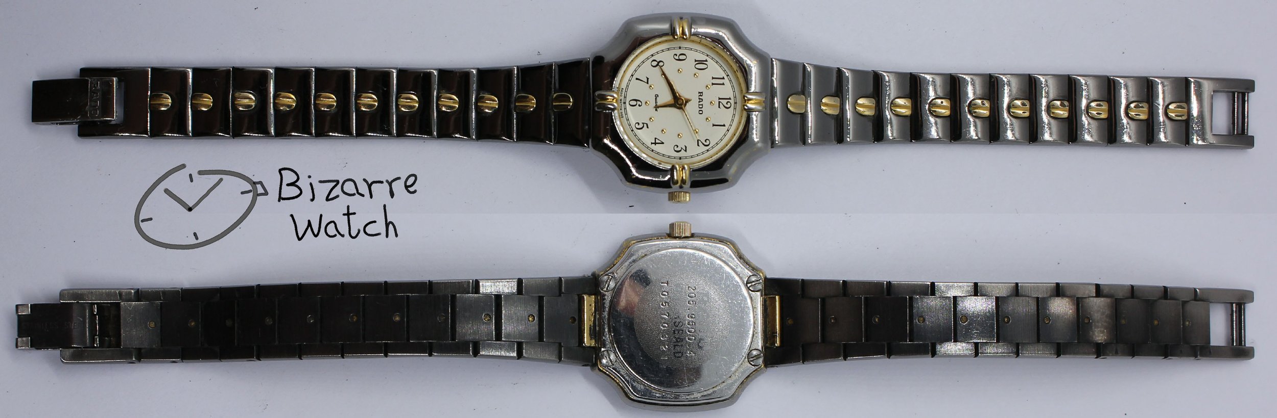 Vintage Ladies Rado 205.9500.4 Watch bizarre ladies women goldplated bracelt stainless steel