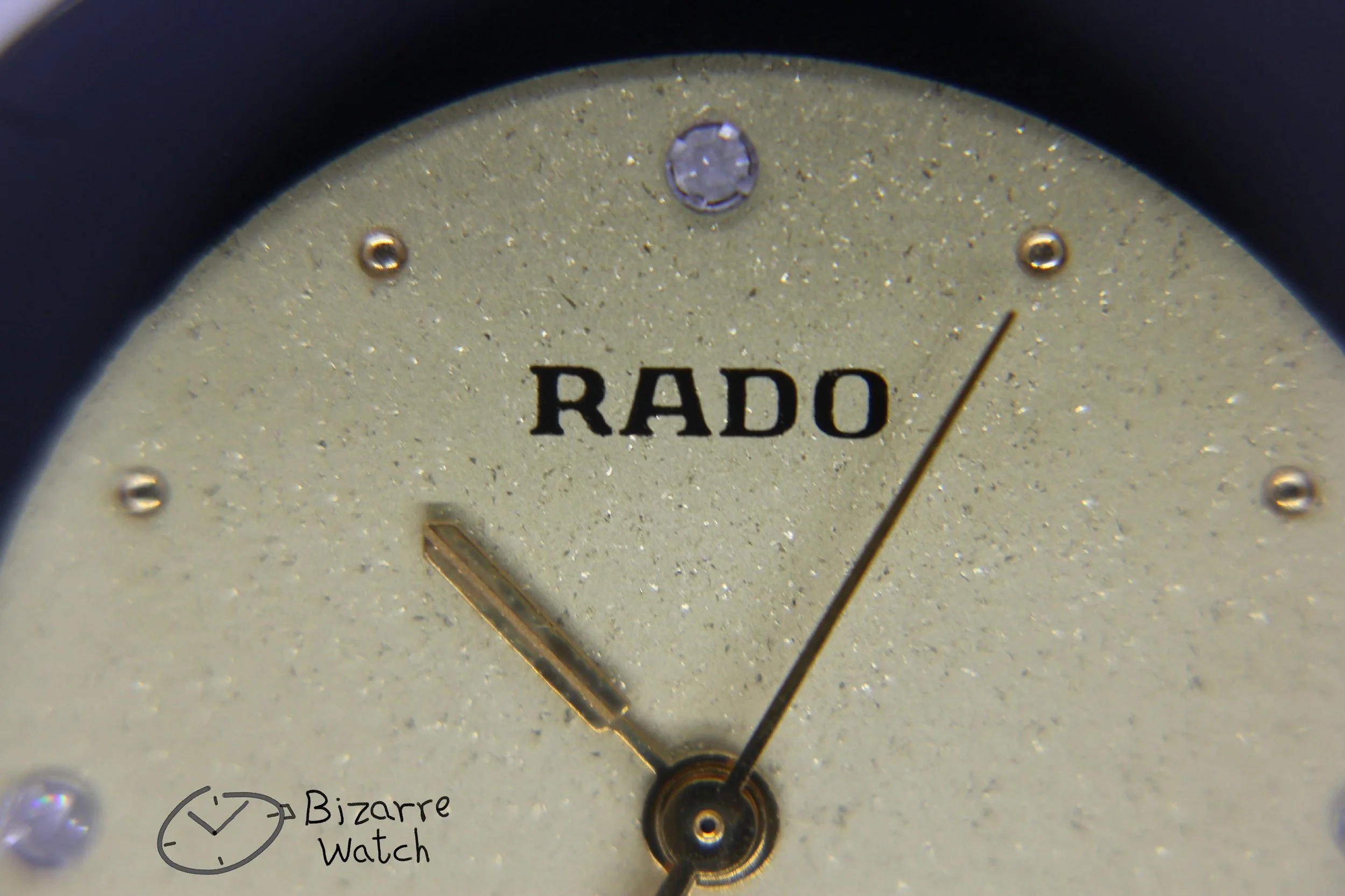 063 hands diamond logo date Rado La Coupole Yellow Dial 30mm 129.4077.4 129.4077.4n Domed Sapphire Leather Strap Watch women men unisex preowned used bizarre