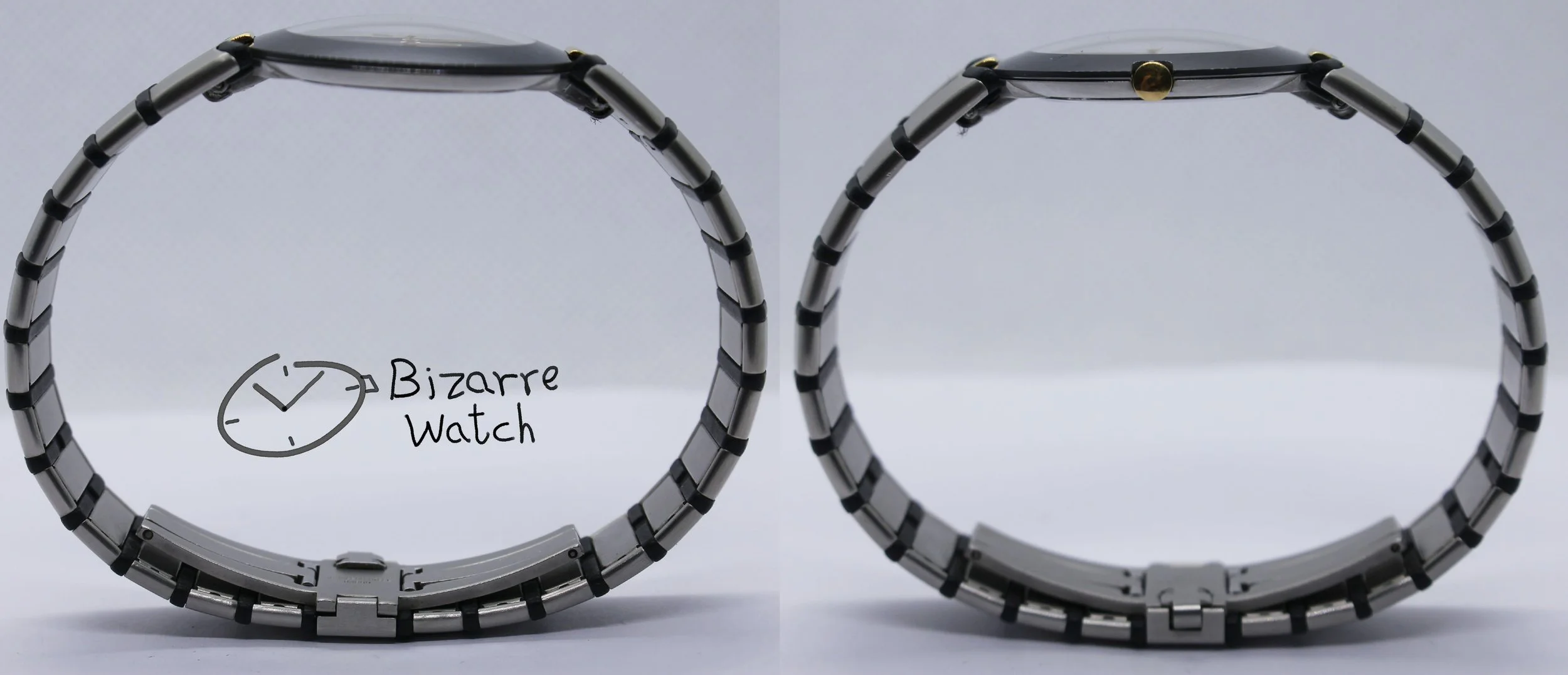 sides vintage RARE Rado La Coupole 129.4075.4 Stainless Steel Rubber Bracelet Watch men women unisex bizarre