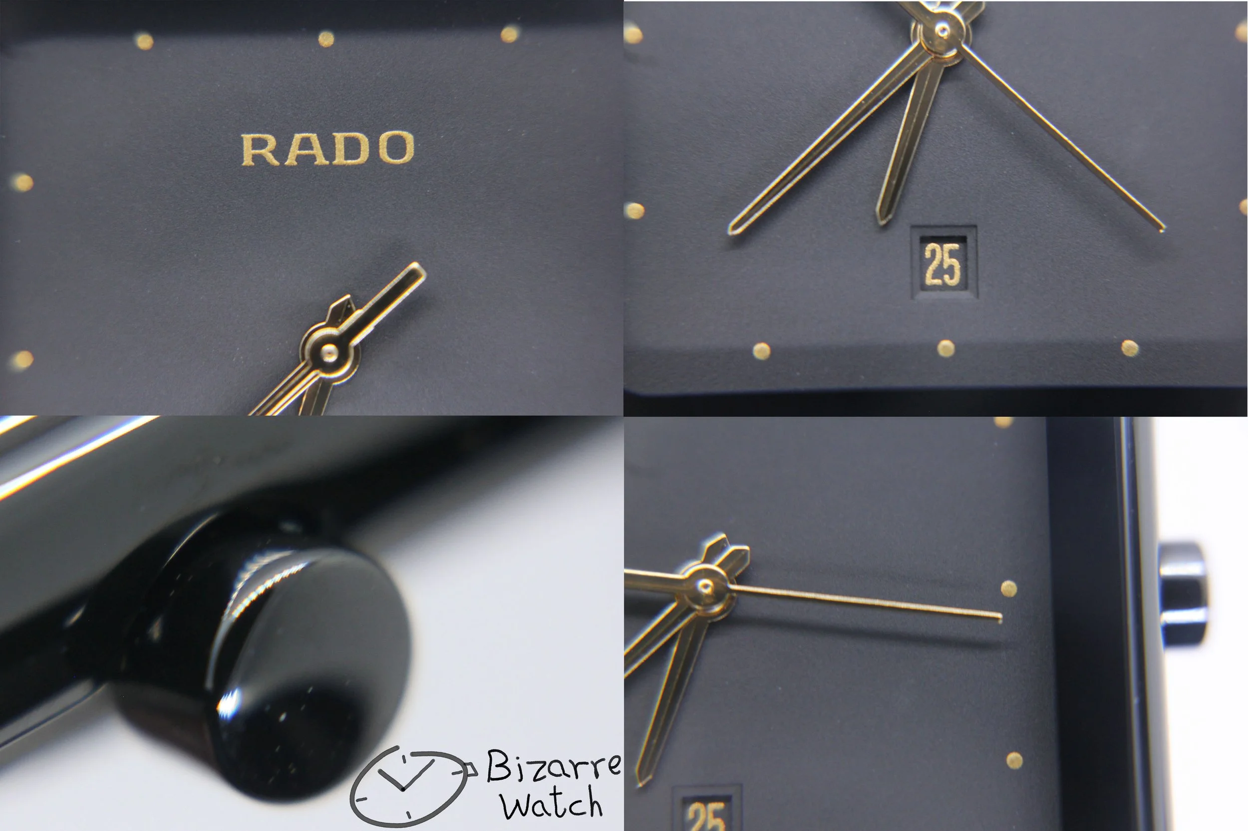 crown dial 017 logo hands date 27mm Scratchproof Rado Ceramica Diastar 111.0294.3 Black Ceramic Watch bizarre women men unisex used preowned pre-owned