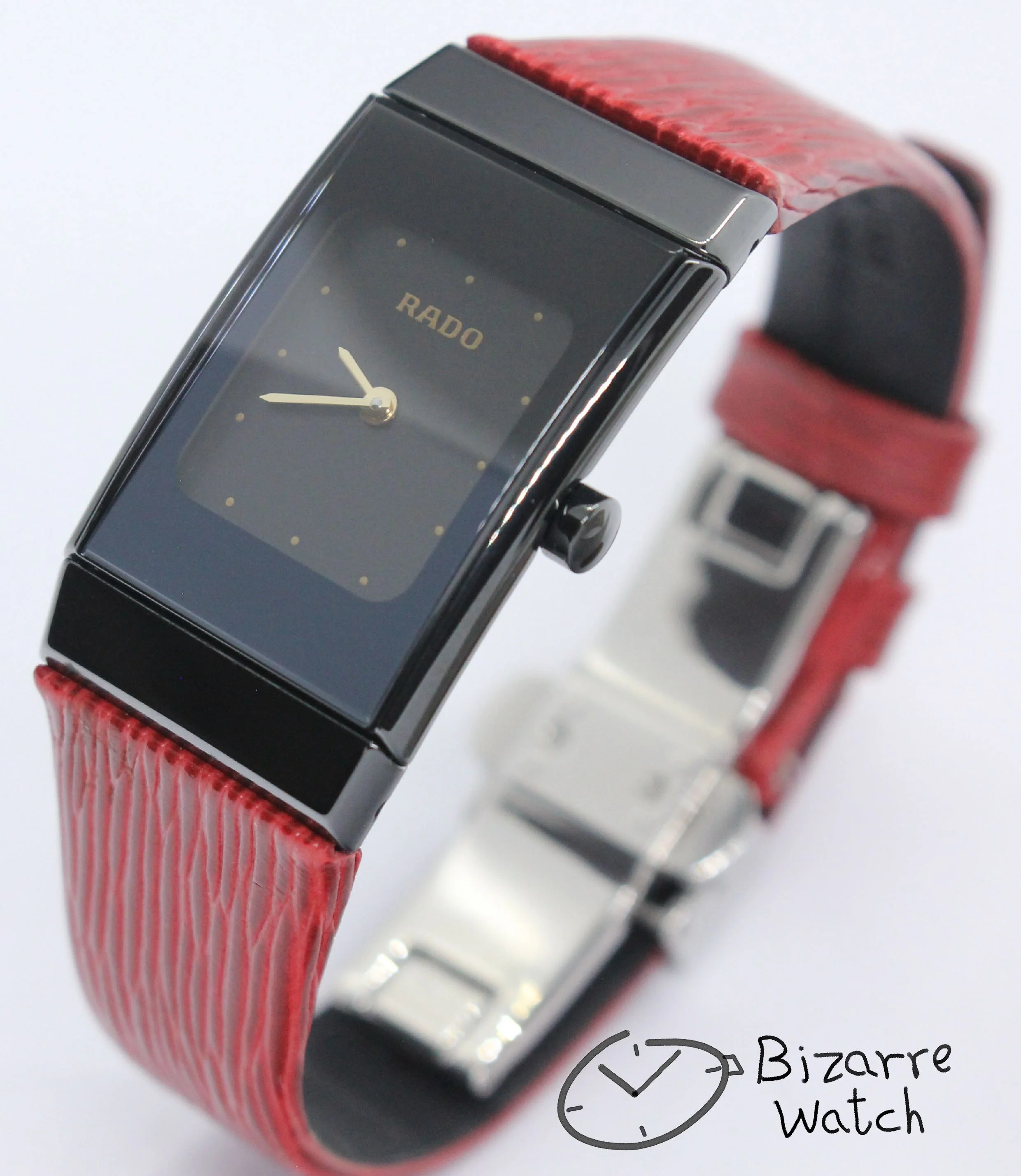 Scratchproof Rado Ceramica Diastar 963.0350.3 Black Ceramic Red Strap Watch