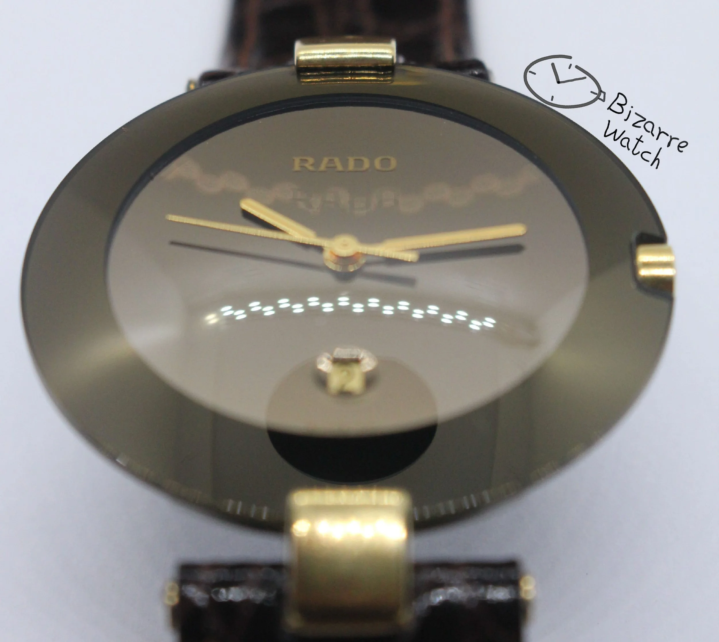 polarised polarized lens view vintage Rado La Coupole 129.3575.4 129.3575.4N 129.4075.4 33mm Domed Brown Sapphire Leather Strap Watch mirror bizarre ladies women men unisex