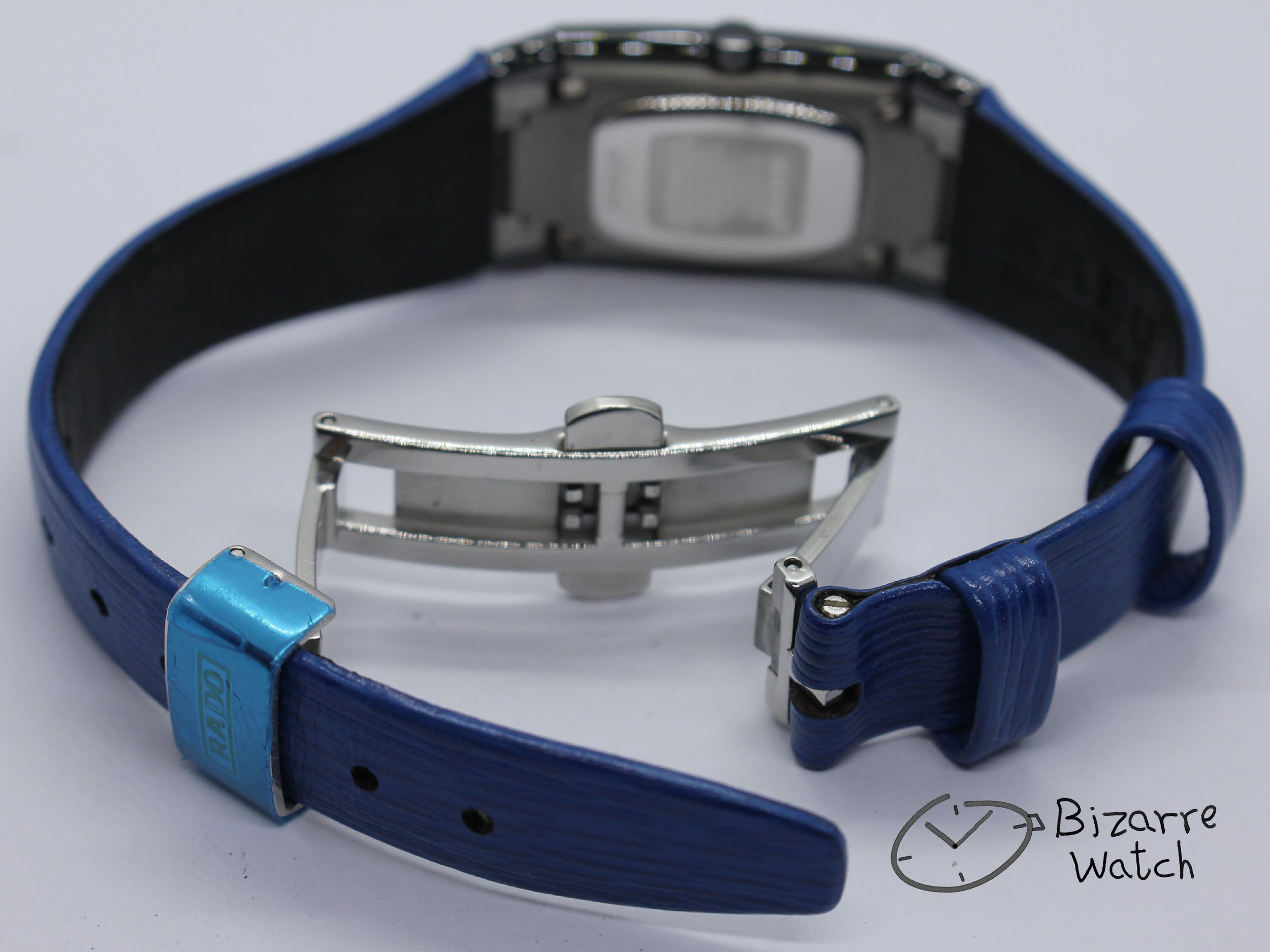 switzerland austria leather 08726H 08726 clasp bracelet vintage nos New Old Stock Scratchproof Rado Ceramica Diastar 963.0350.3 Black Ceramic Blue Strap Watch bizarre women ladies