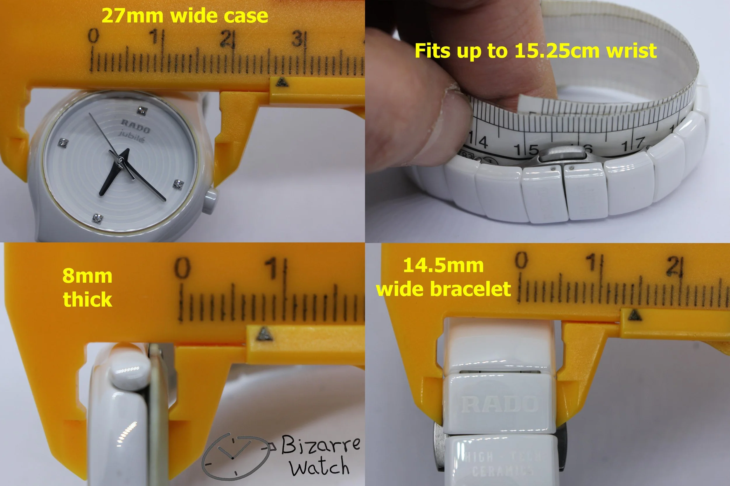 size dimensions wrist crown dial hands logo 073 diamond Diamonds Ladies Rado Jubile Jubilé 318.0696.3 True White Ceramic Watch women ladies scratchproof high tech