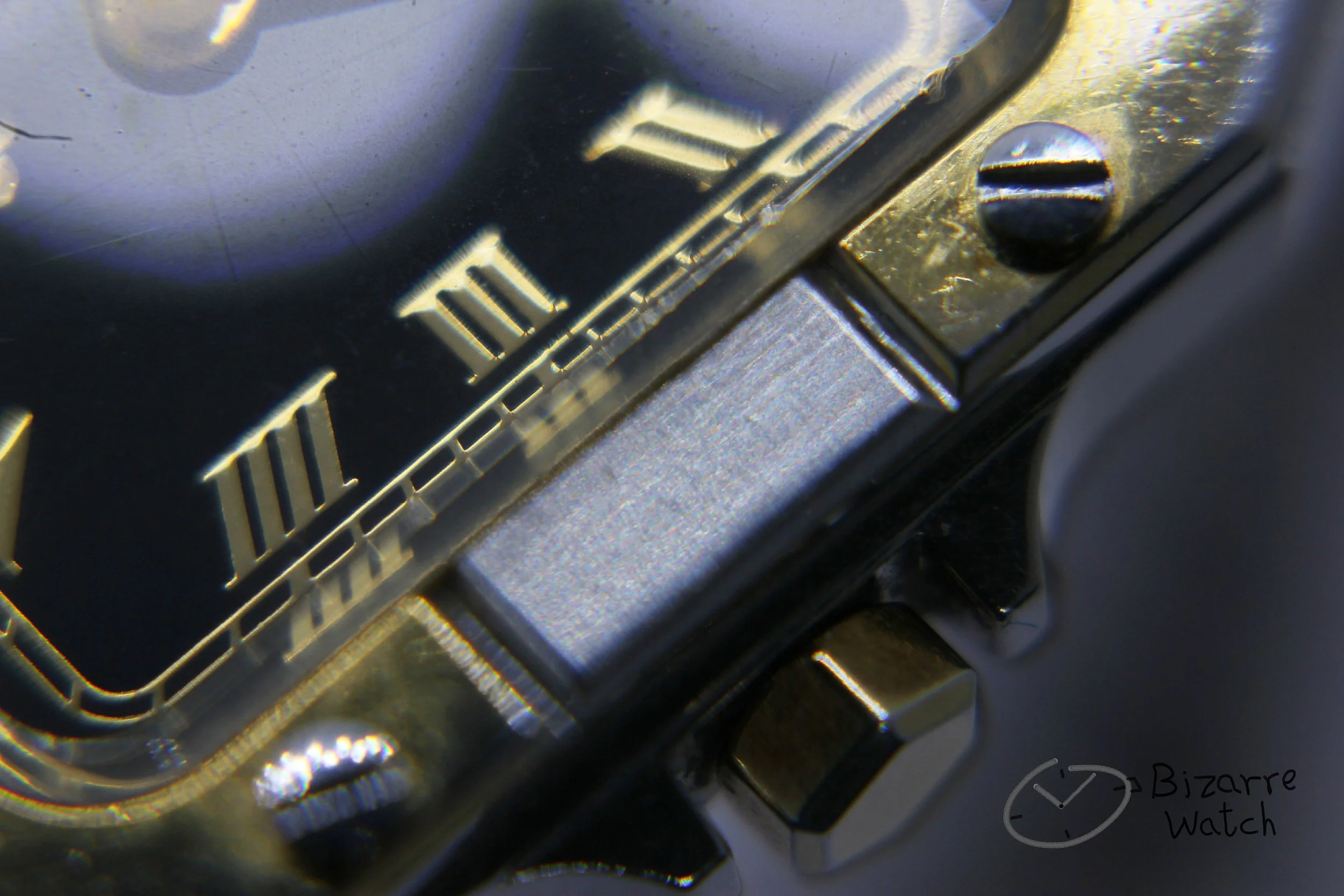 bezel screws hexagonal dial cartier Vintage Ladies Rado De Santos Homage 24mm Goldplated 133.9006.4 Black Dial Watch bizarre bizarrewatch