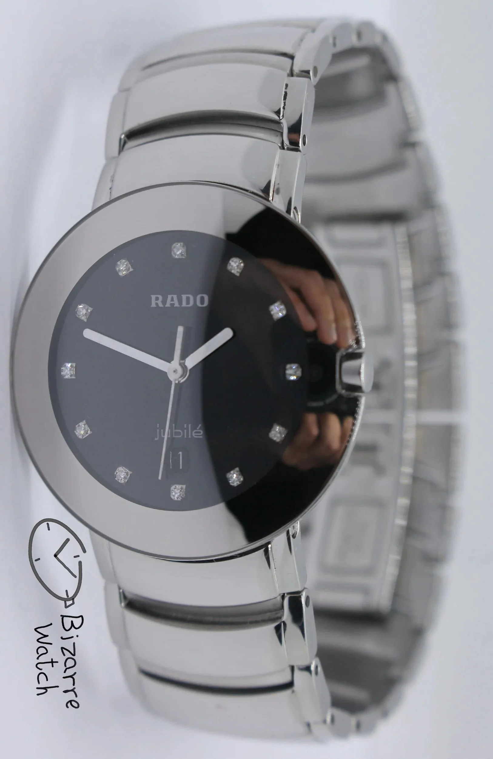 jubile jubilee Jubilé vintage diamonds 129.0531.3 RADO Coupole 129.0531.3 Domed Sapphire Black 33mm Stainless Steel Watch bizarre men women unisex