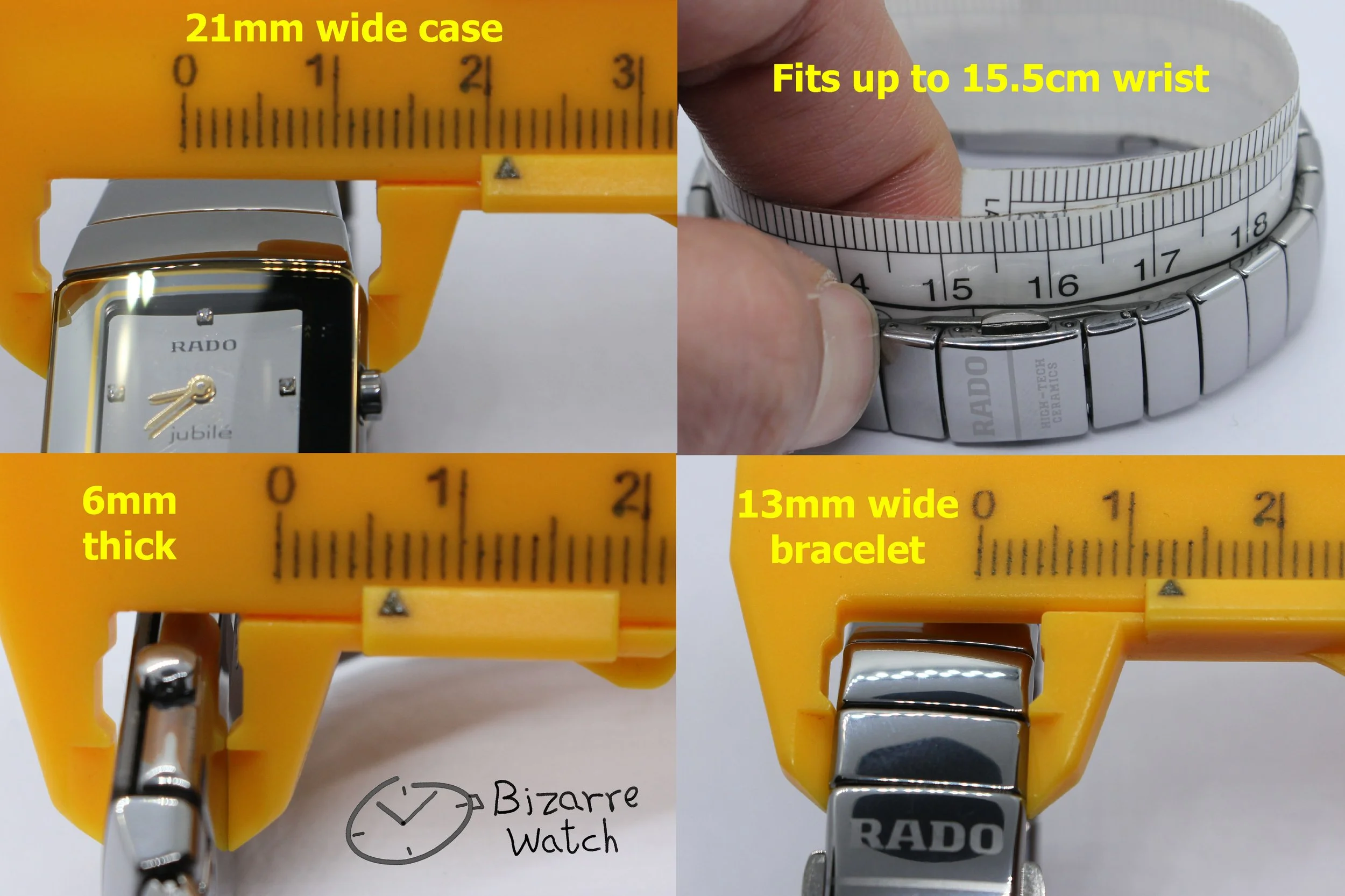 size dimensions wrist  Jubilé diamond Diamonds Rado Diastar Sintra Jubile jubiee 21mm Silver 153.0334.3 Ceramic Watch ladies women bizarre bizarrewatch
