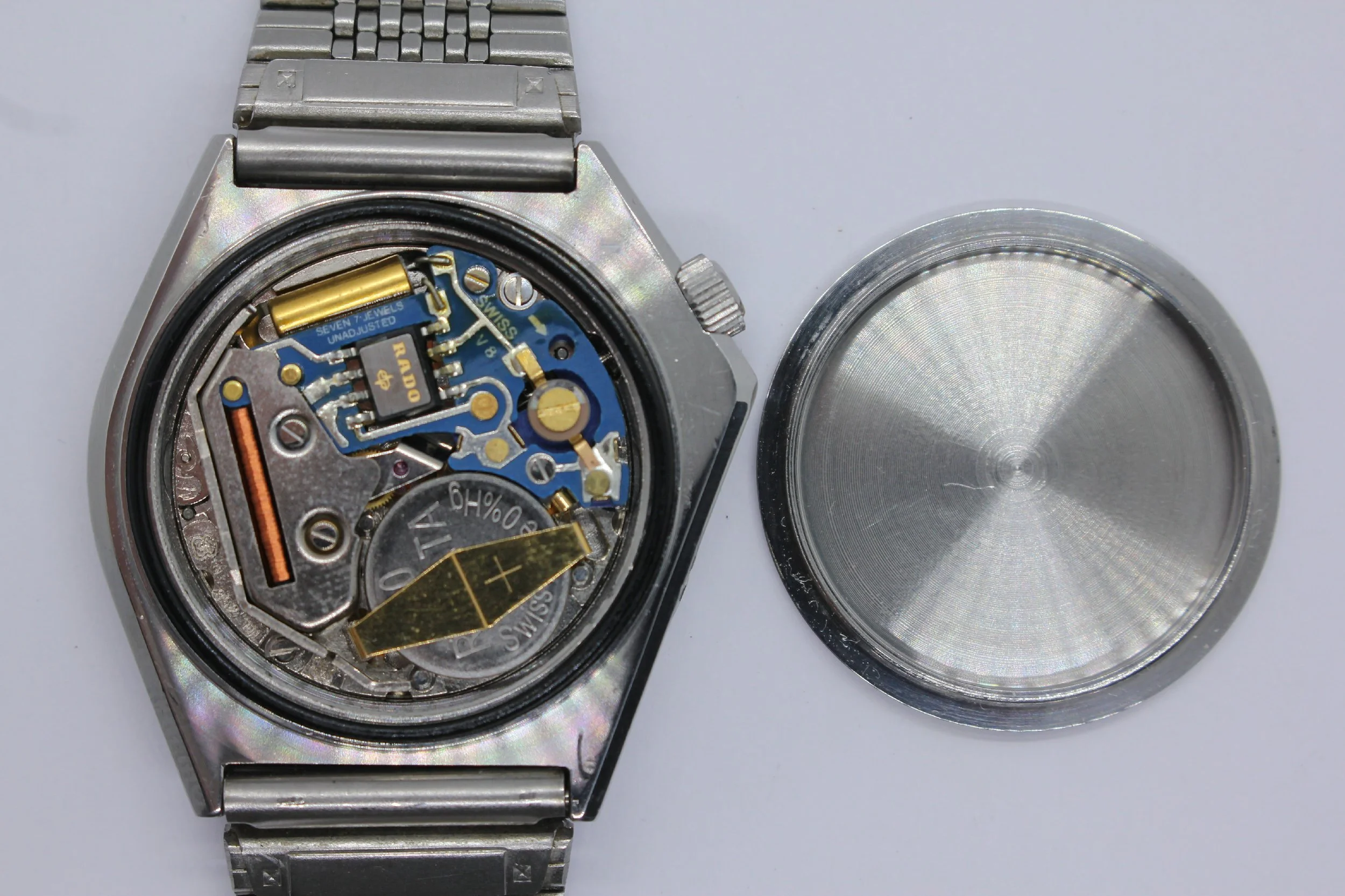 eta 952.111 movement polished mint nos men Rado 738.9500.4 Diver watch bambi bracelet steel blue