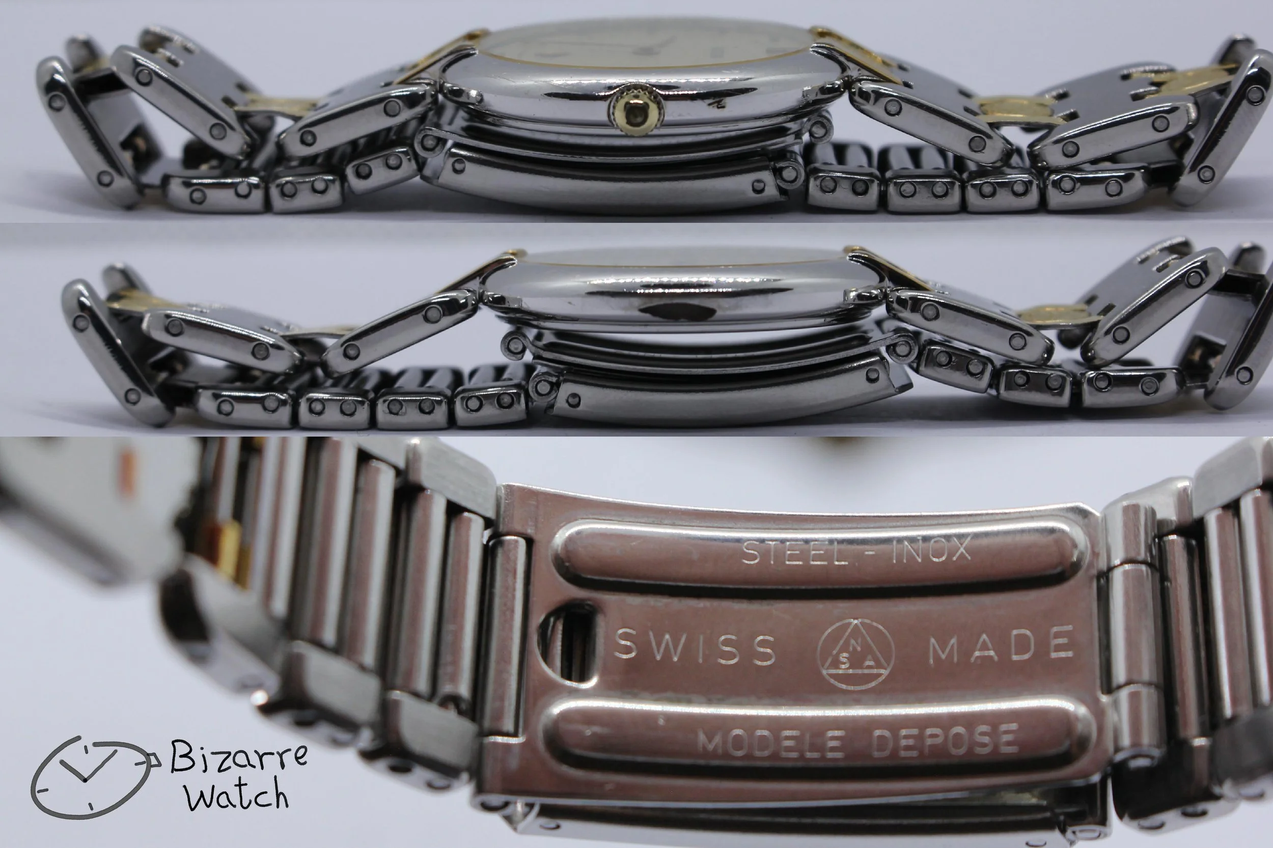 model depose stainless steel clasp logo emblem band vintage Rado Florence 160.3568.2 bracelet round date yellow Two Tone Goldplated Watch bizarre bizarrewatch women men unisex used preowned