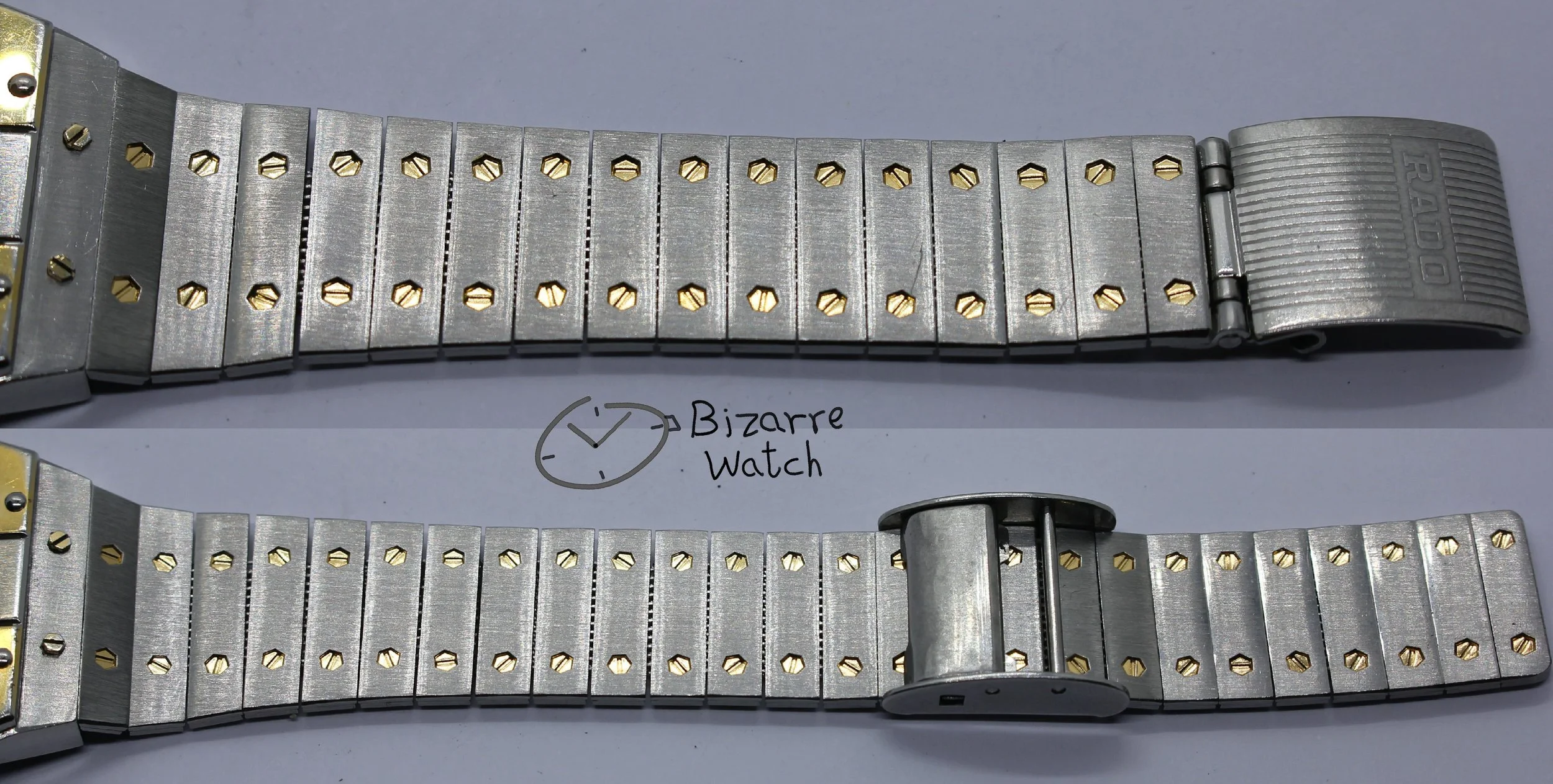 clasp 10801 bracelet stainless steel band strap cartier Vintage Rado 27mm De Santos Homage Goldplated White Dial 129.9001.4 Watch bizarre women men unisex ladies preowned used