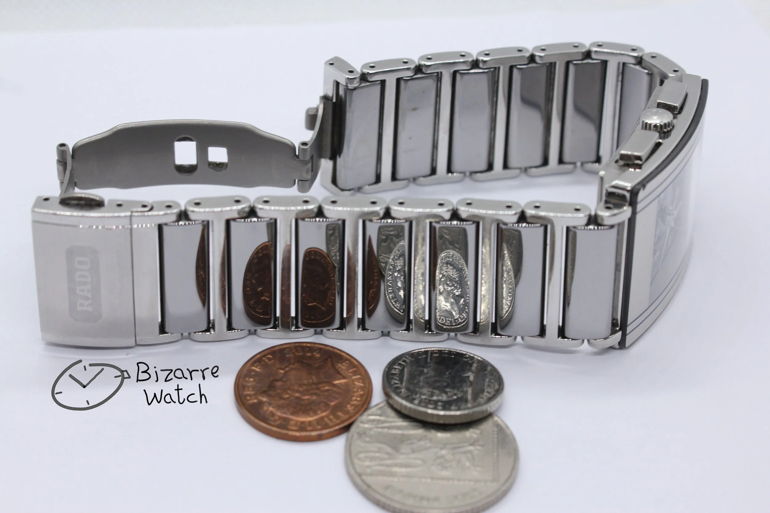 links bracelet coin reflection mirror Rado Diastar Chronograph Integral 538.0591.3 Ceramic blue silver Watch Titanium men unisex women