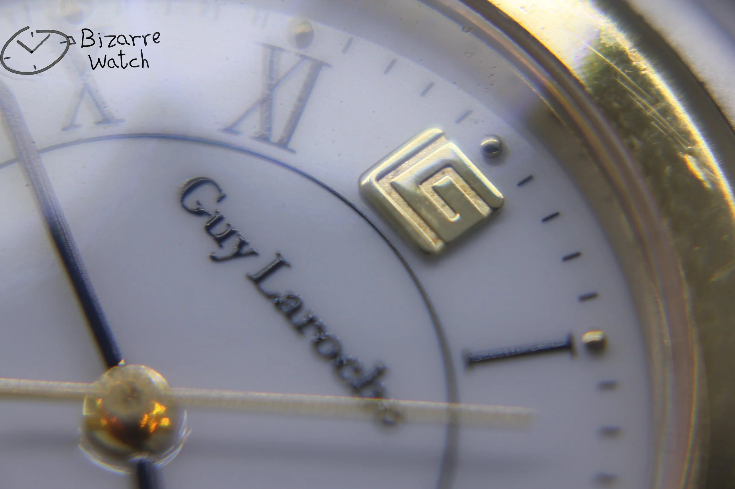 dial hands logo date  laroche Vintage Goldplated Guy La Roche ETA 955.414 176 4023 Stainless Steel Bracelet Watch women men unisex