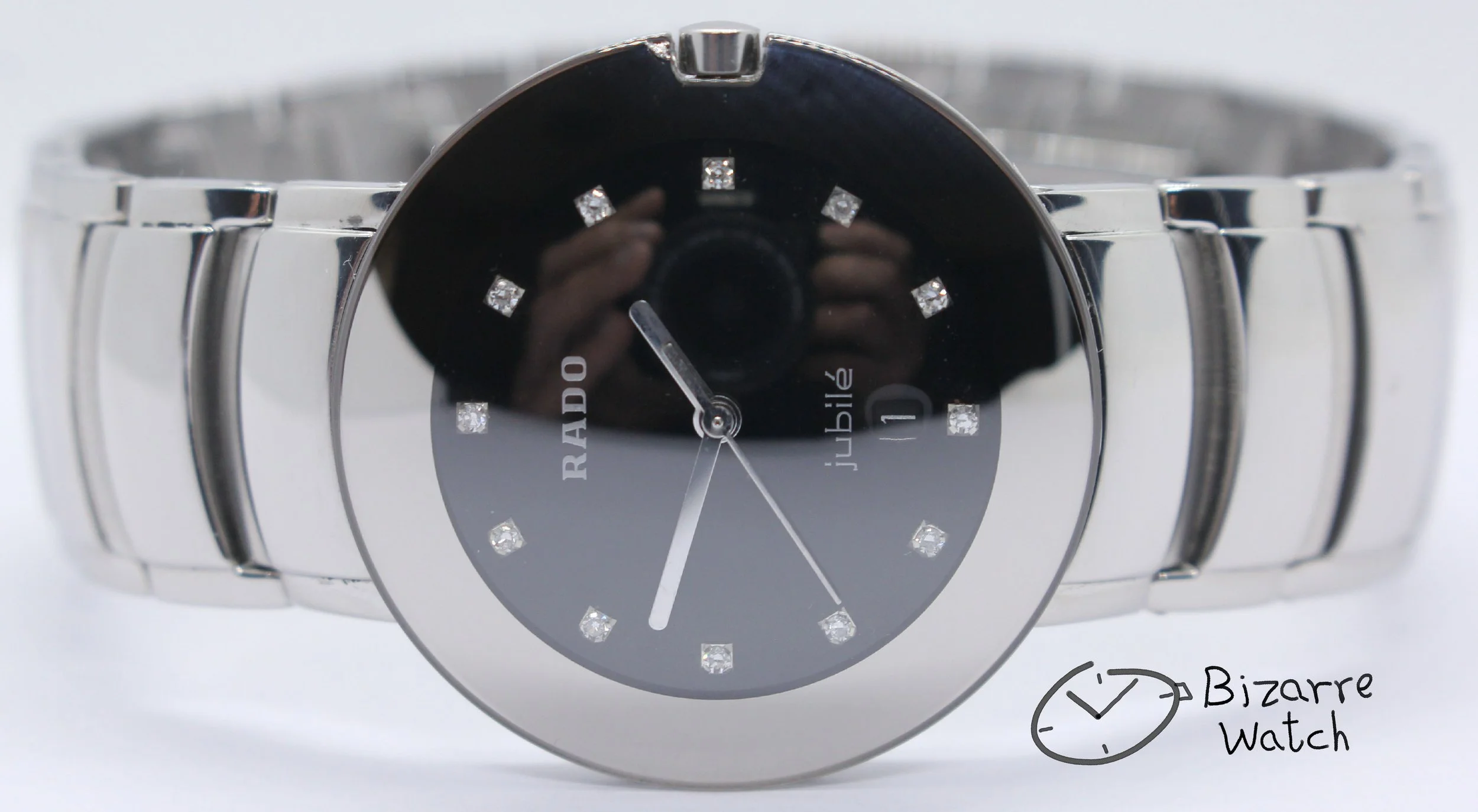 jubile jubilee Jubilé vintage diamonds 129.0531.3 RADO Coupole 129.0531.3 Domed Sapphire Black 33mm Stainless Steel Watch bizarre men women unisex