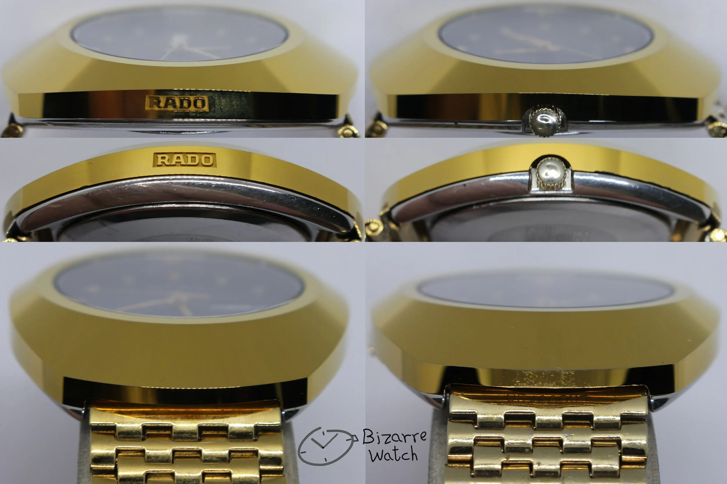 six sides gold RADO The Original Diastar Scratchproof 114.0393.3 Day Date 36mm Goldplated Watch bizarrewatch bizarre men unisex women