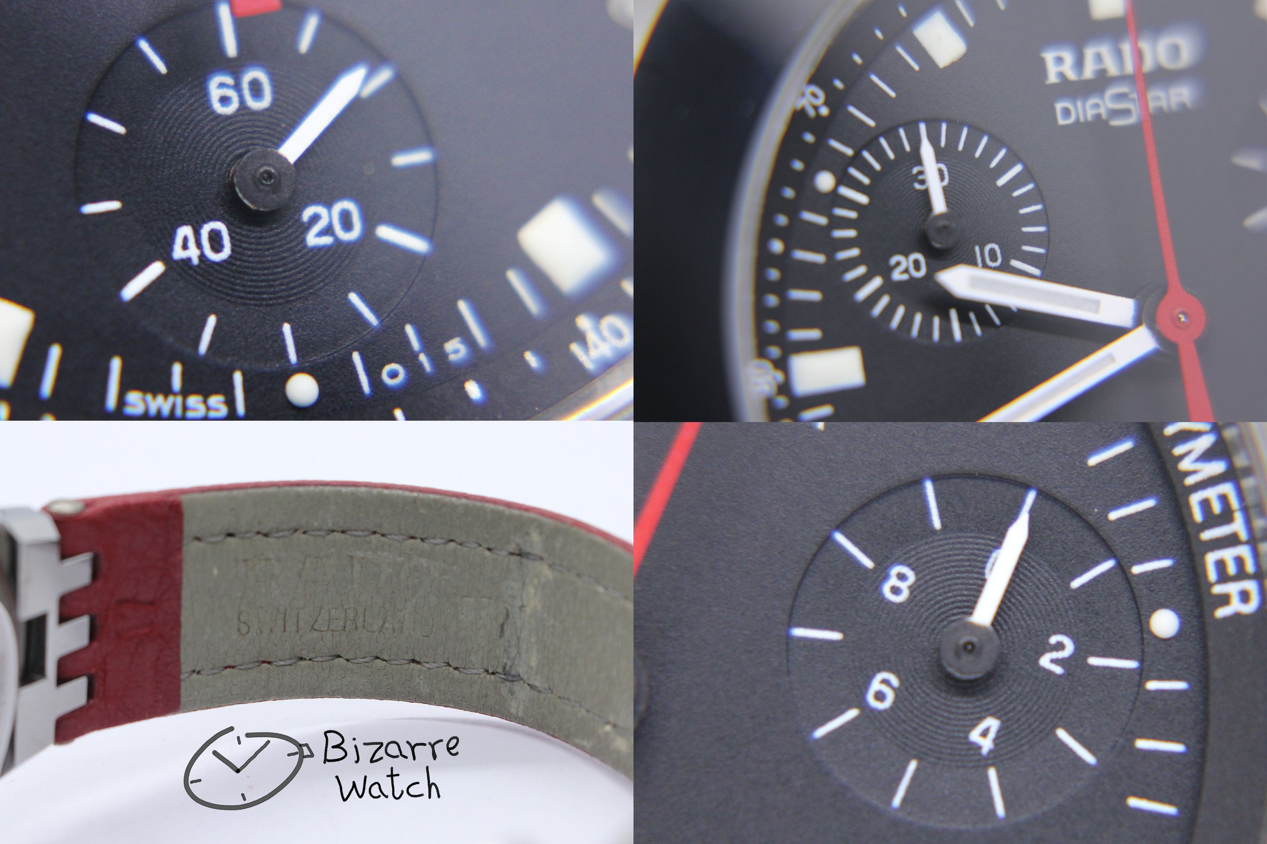 015 crown dial hands logo Rado Mini Diamaster Diastar 34mm Chronograph Tungsten Carbide Red 538.0470.3 women unisex men bizarrewatch