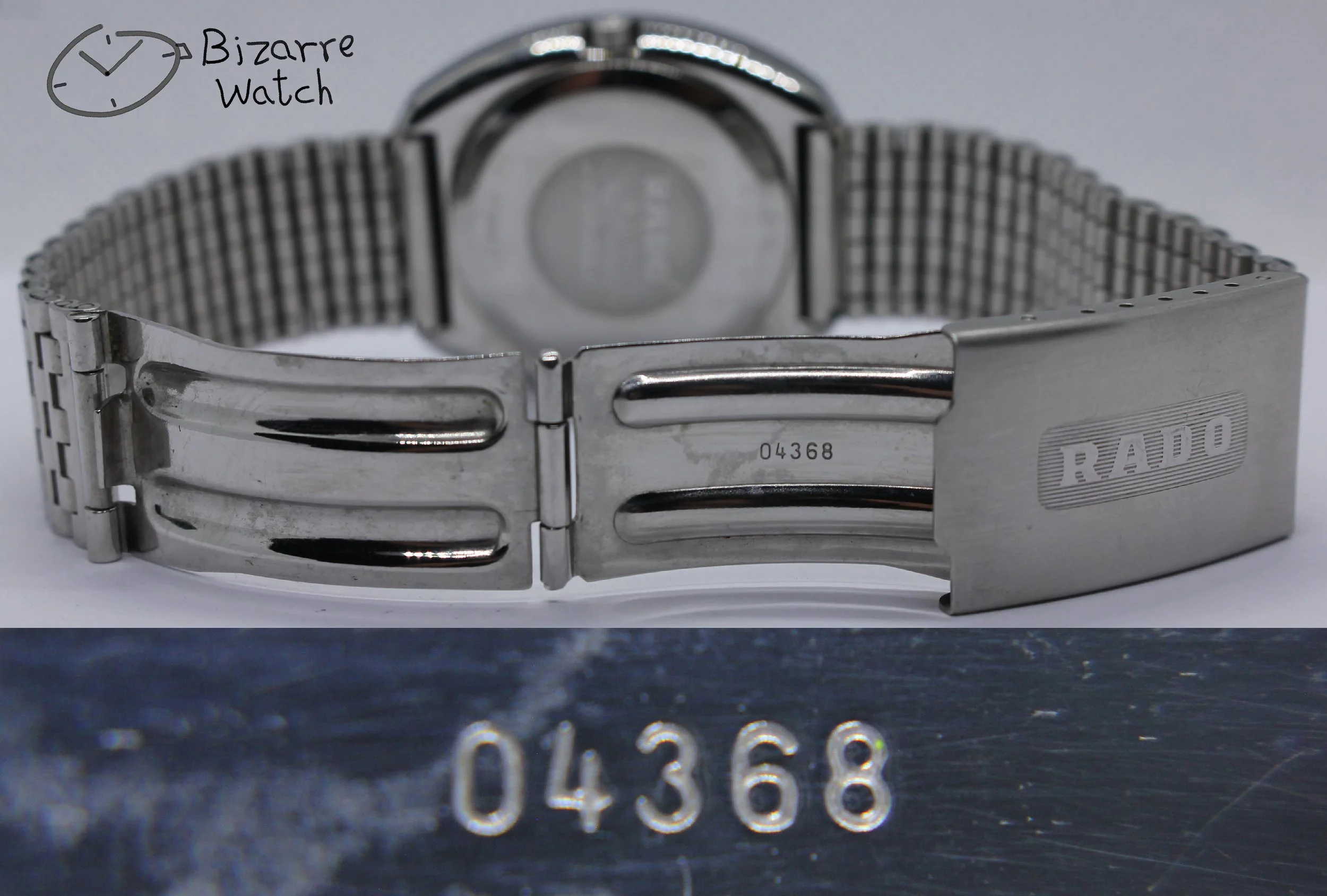 clasp 04368 vintage used preowned RADO The Original Diastar Scratchproof 114.0391.3 Day Date 36mm Black Watch women men unisex