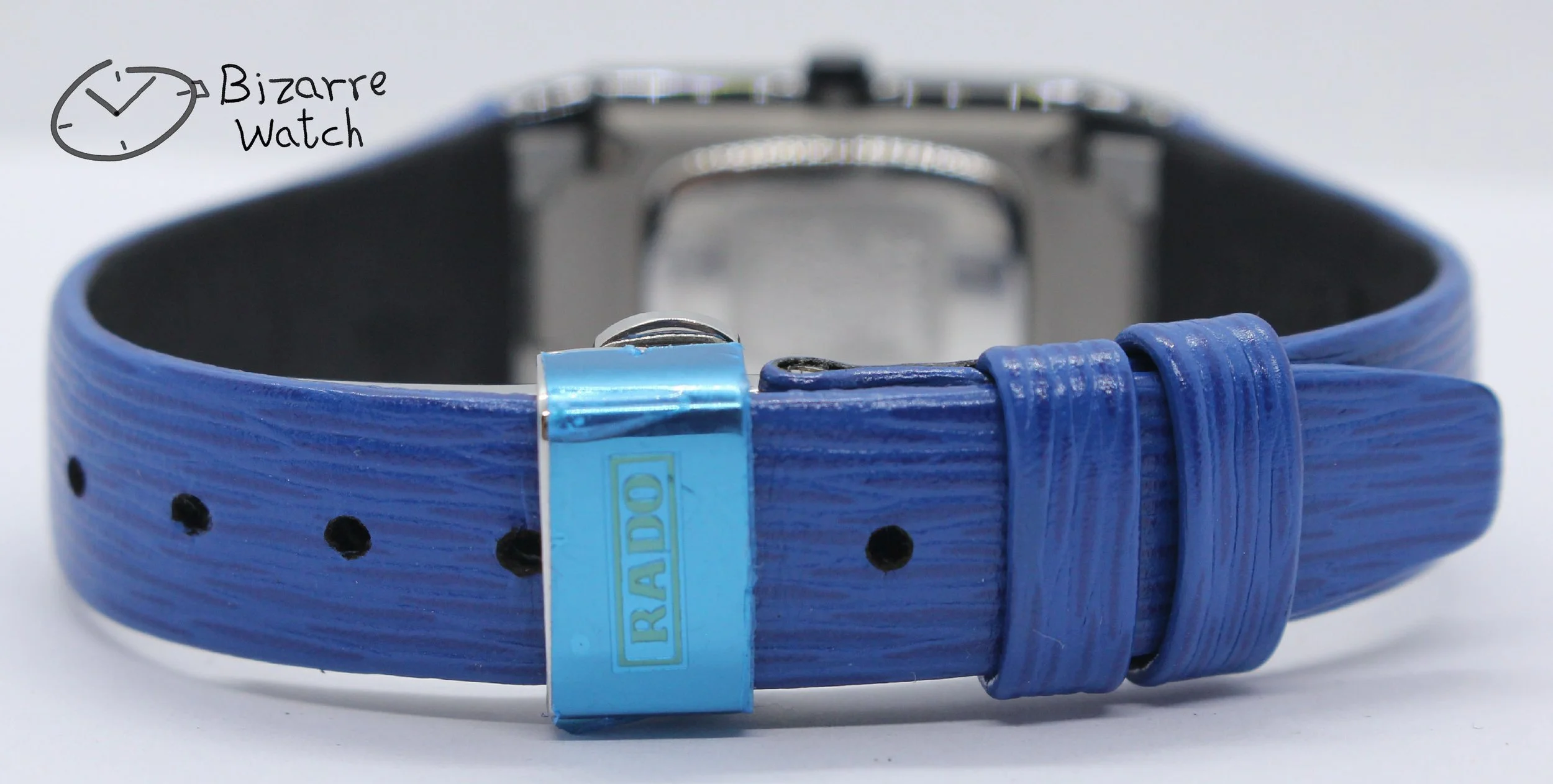 leather 08726H 08726 clasp bracelet vintage nos New Old Stock Scratchproof Rado Ceramica Diastar 963.0350.3 Black Ceramic Blue Strap Watch bizarre women ladies