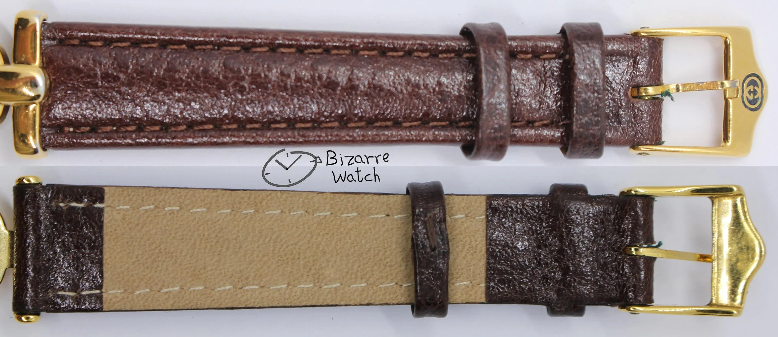 buckle strap genuine leather Vintage Ladies gold plated Goldplated GUCCI 6300L White Dial Brown Strap Watch women bizarre