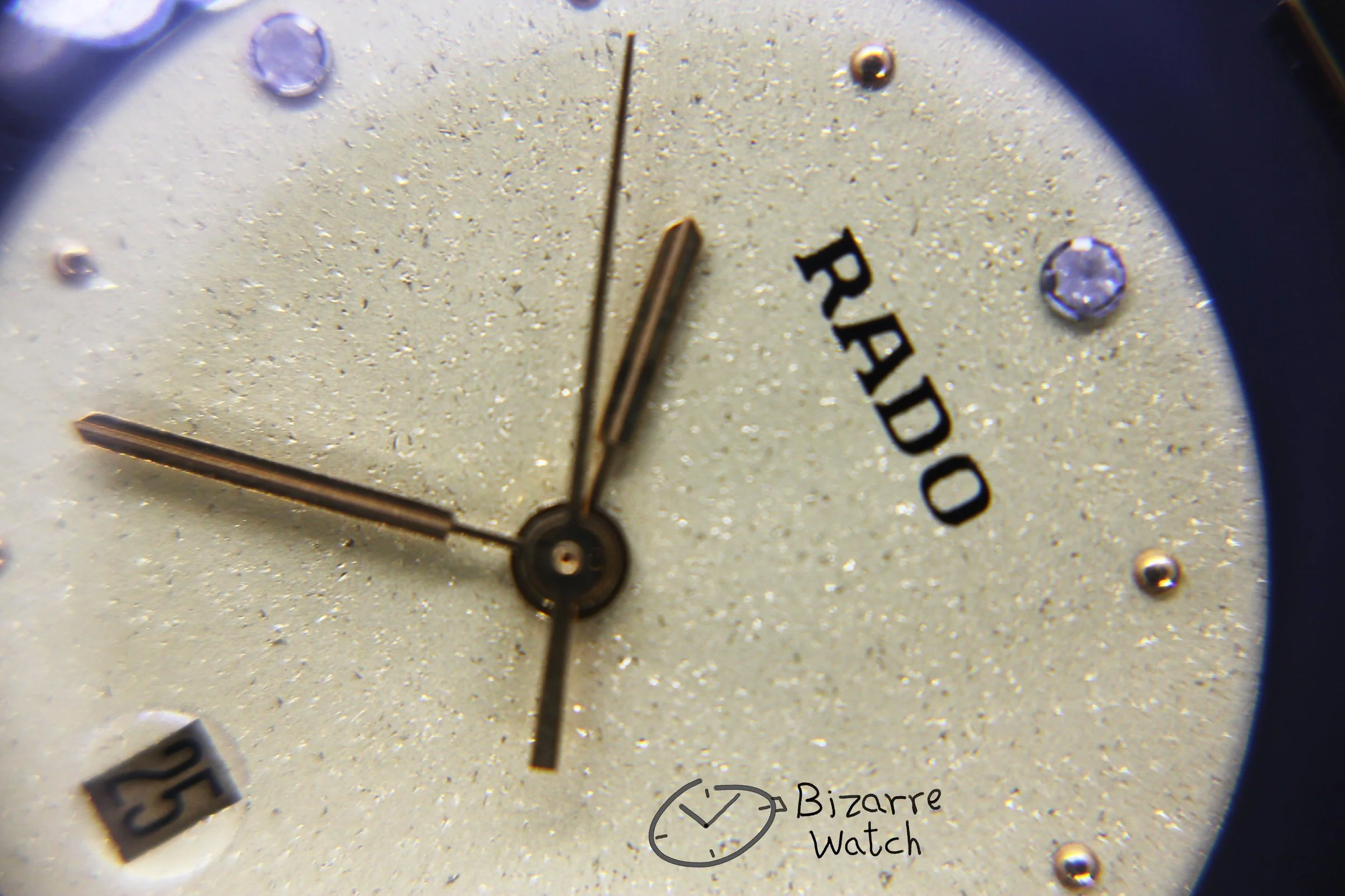 063 hands diamond logo date Rado La Coupole Yellow Dial 30mm 129.4077.4 129.4077.4n Domed Sapphire Leather Strap Watch women men unisex preowned used bizarre