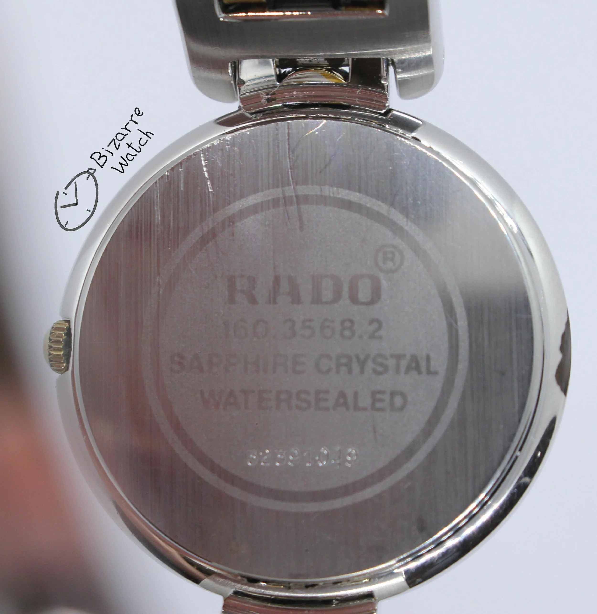 caseback vintage Rado Florence 160.3568.2 bracelet round date yellow Two Tone Goldplated Watch bizarre bizarrewatch women men unisex used preowned