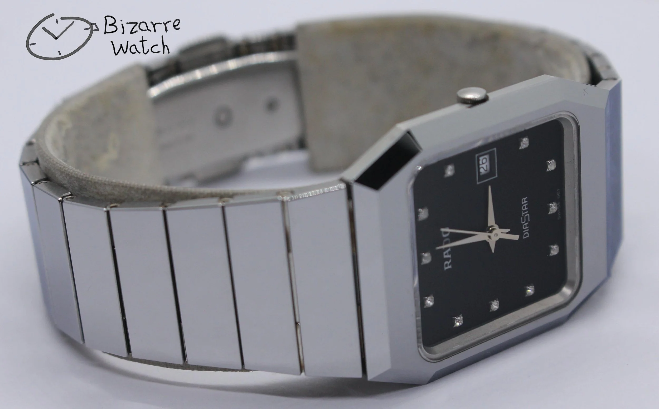 polarised polarized lens view diamond diamonds rare black diamond silver Vintage Scratchproof Rado Diastar 129.0292.3 Tungsten Mirror Finish Unisex Watch men women