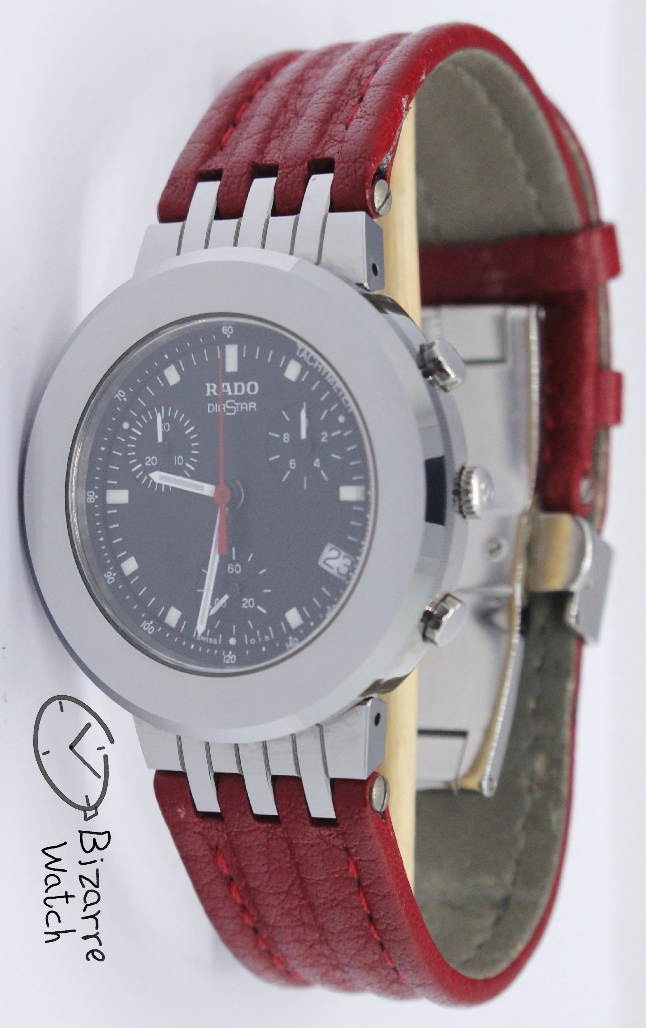 Rado Mini Diamaster Diastar 34mm Chronograph Tungsten Carbide Red 538.0470.3 women unisex men bizarrewatch