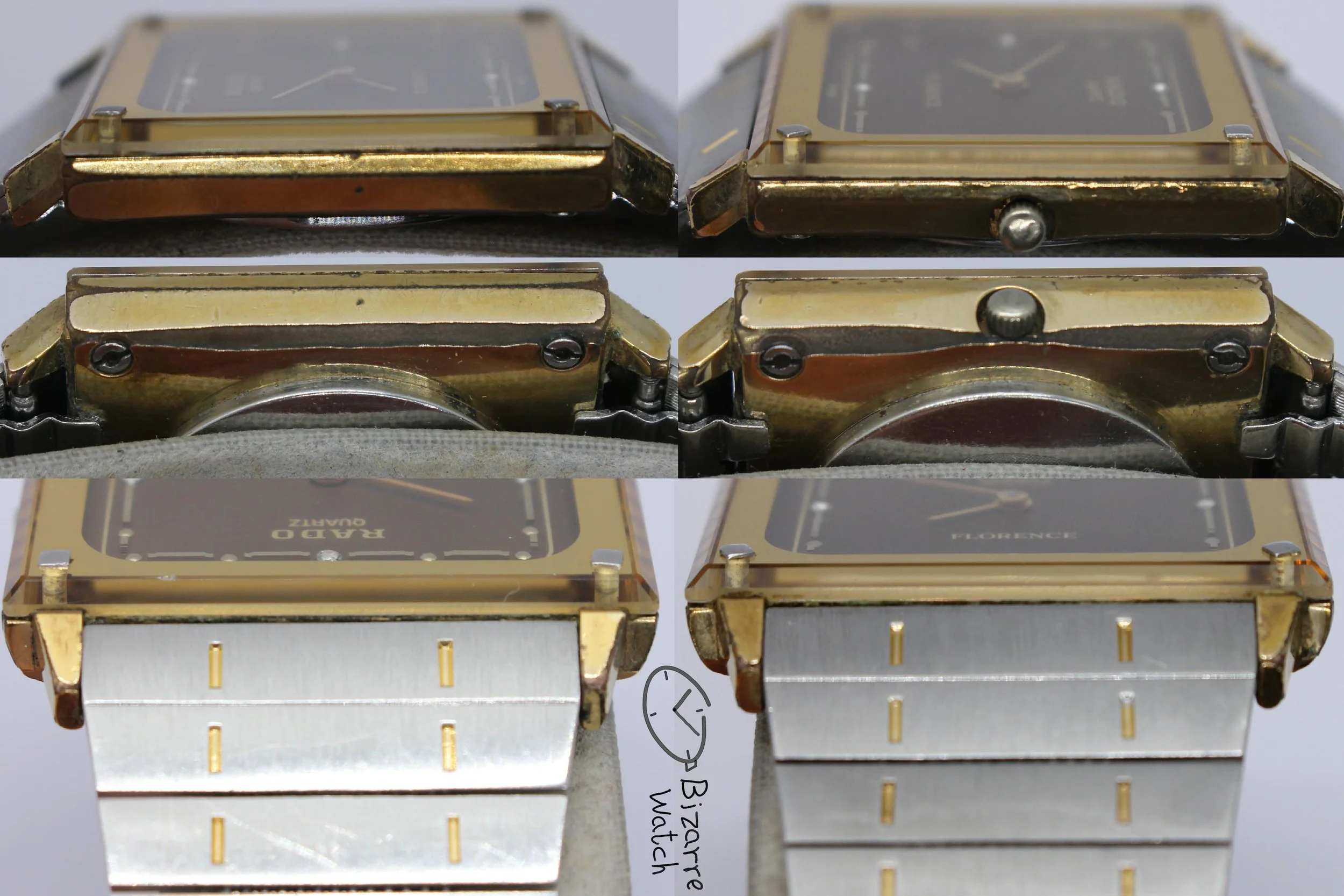 six side view diamond Rado Florence 121.2019.2 bracelet goldplated sapphire bizarrewatch bizarre watch women men unisex used preowned