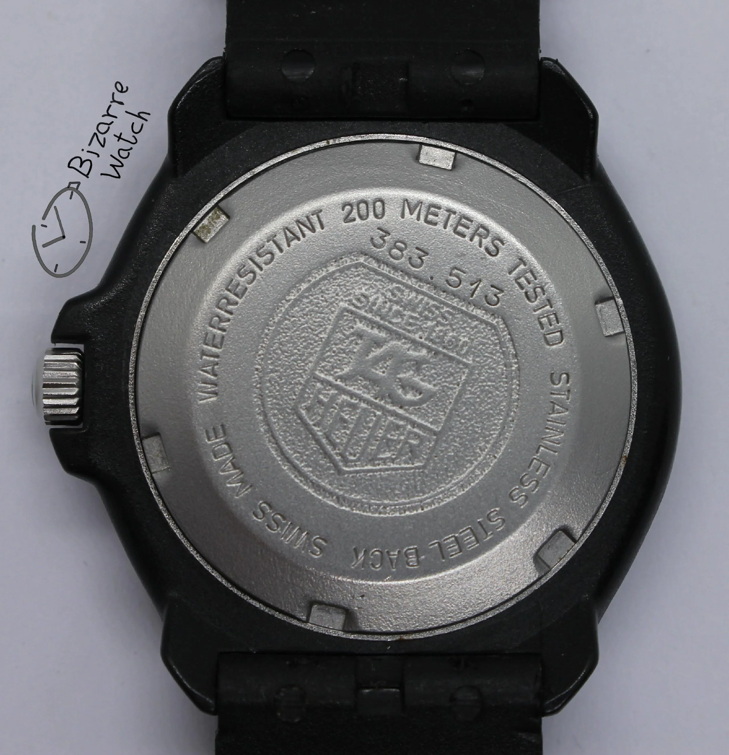 caseback Vintage TAG HEUER Formula 1 200M All Black With Date 383.513 Watch men unisex