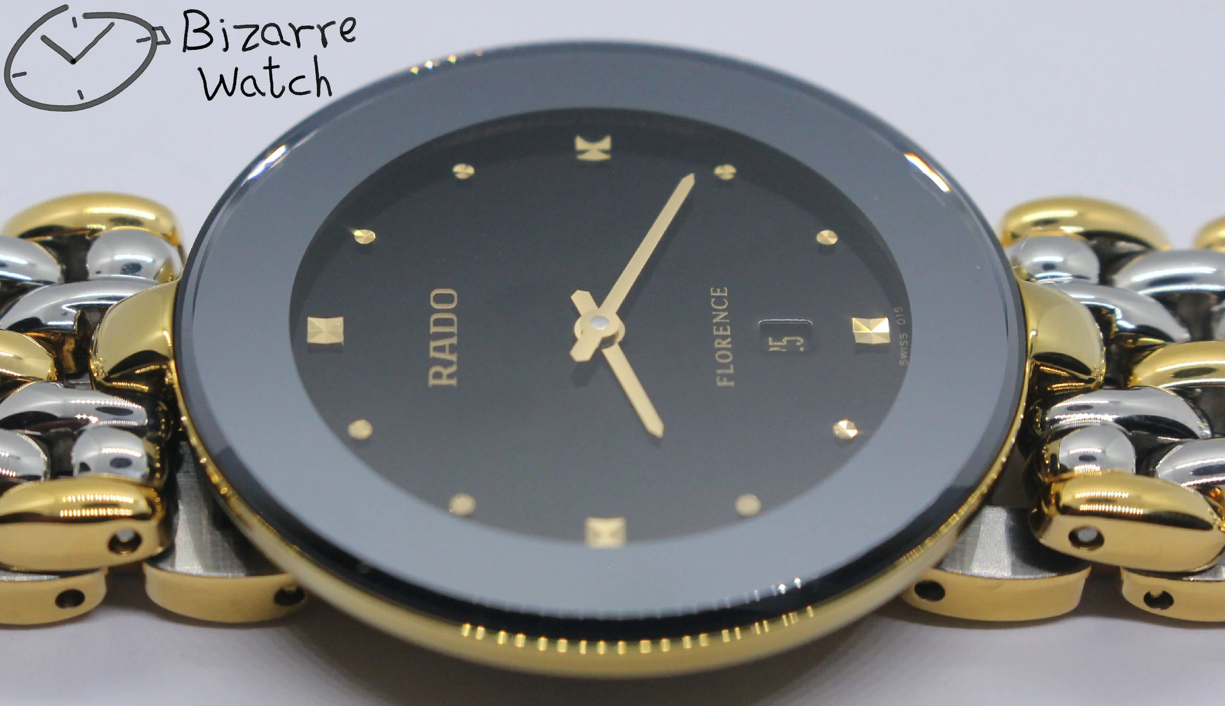 polarised polarized lens view used preowned pre-owned vintage sapphire crystal Rado Florence Goldplated 160.3677.2 two tone bracelet Watch bizarre bizarrewatch men women unisex