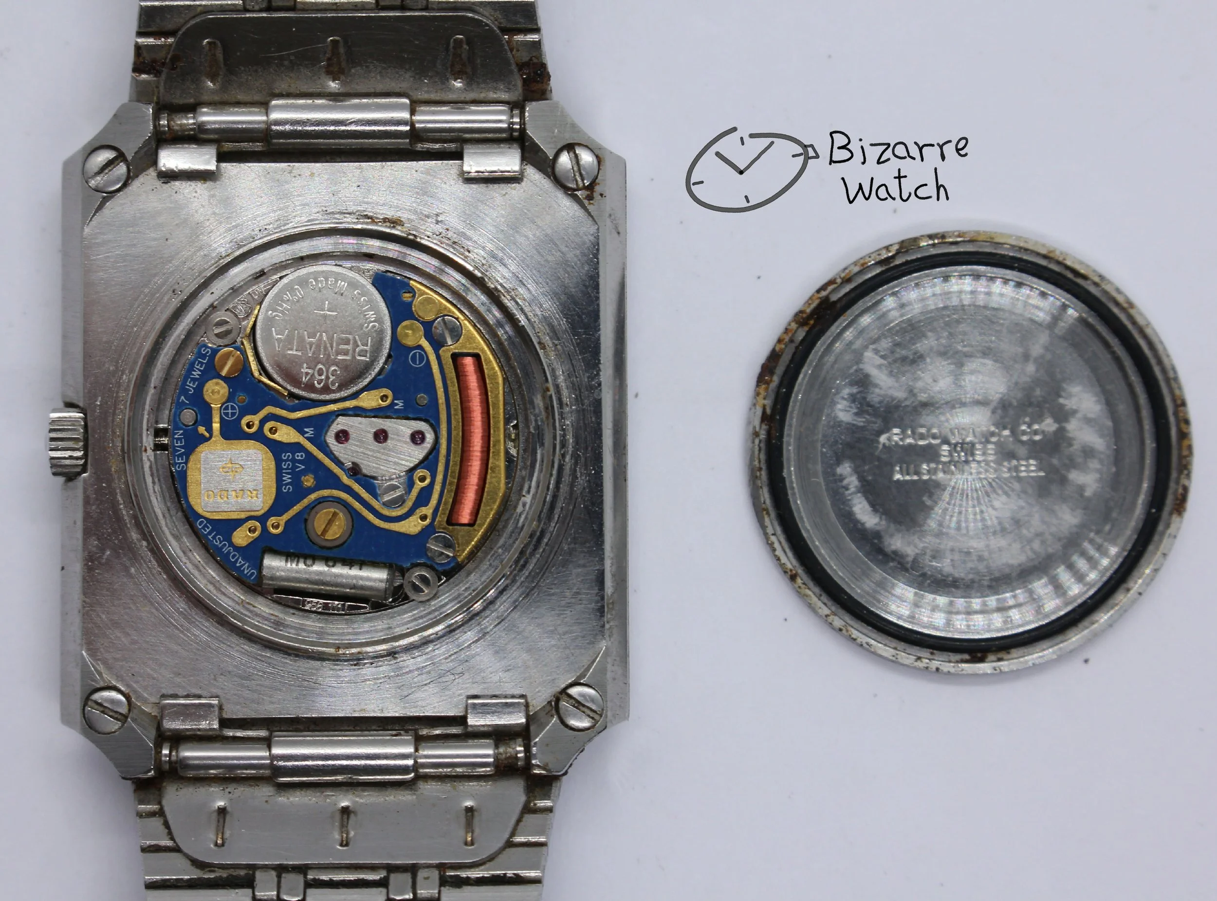 eta 956.111 movement Vintage Rado 111.3106.4 stainless steel Watch preowned used bizarre