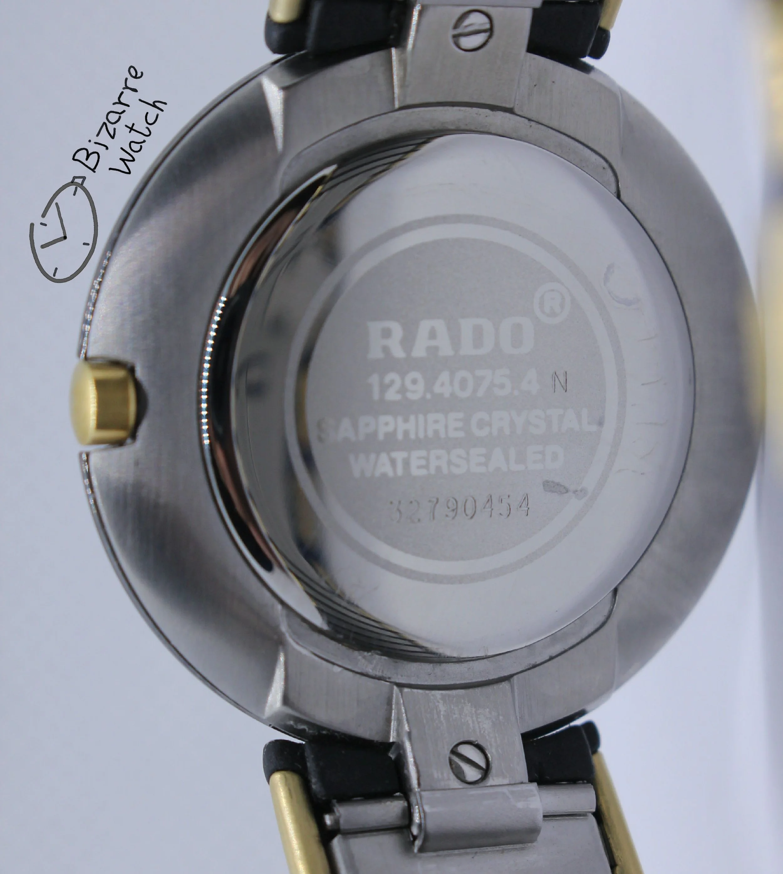 caseback vintage RARE Rado La Coupole 129.4075.4 gold plated goldplated Steel Rubber Bracelet Watch men women unisex bizarre