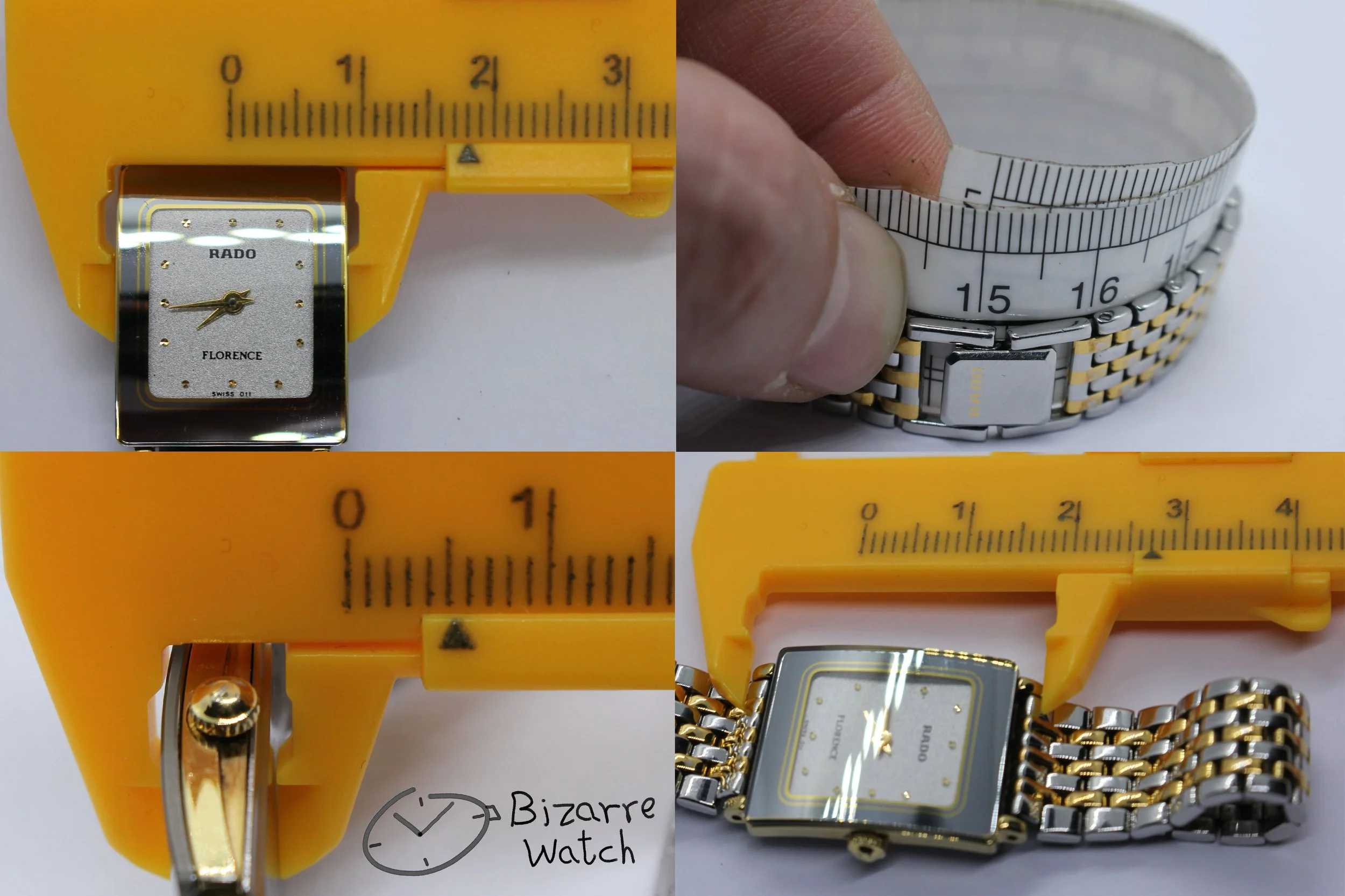 size dimensions wrist women Ladies Rado Florence 153.3606.2 153.3606.2n  Two Tone Bracelet Sapphire Crystal Watch bizarrewatch bizarre