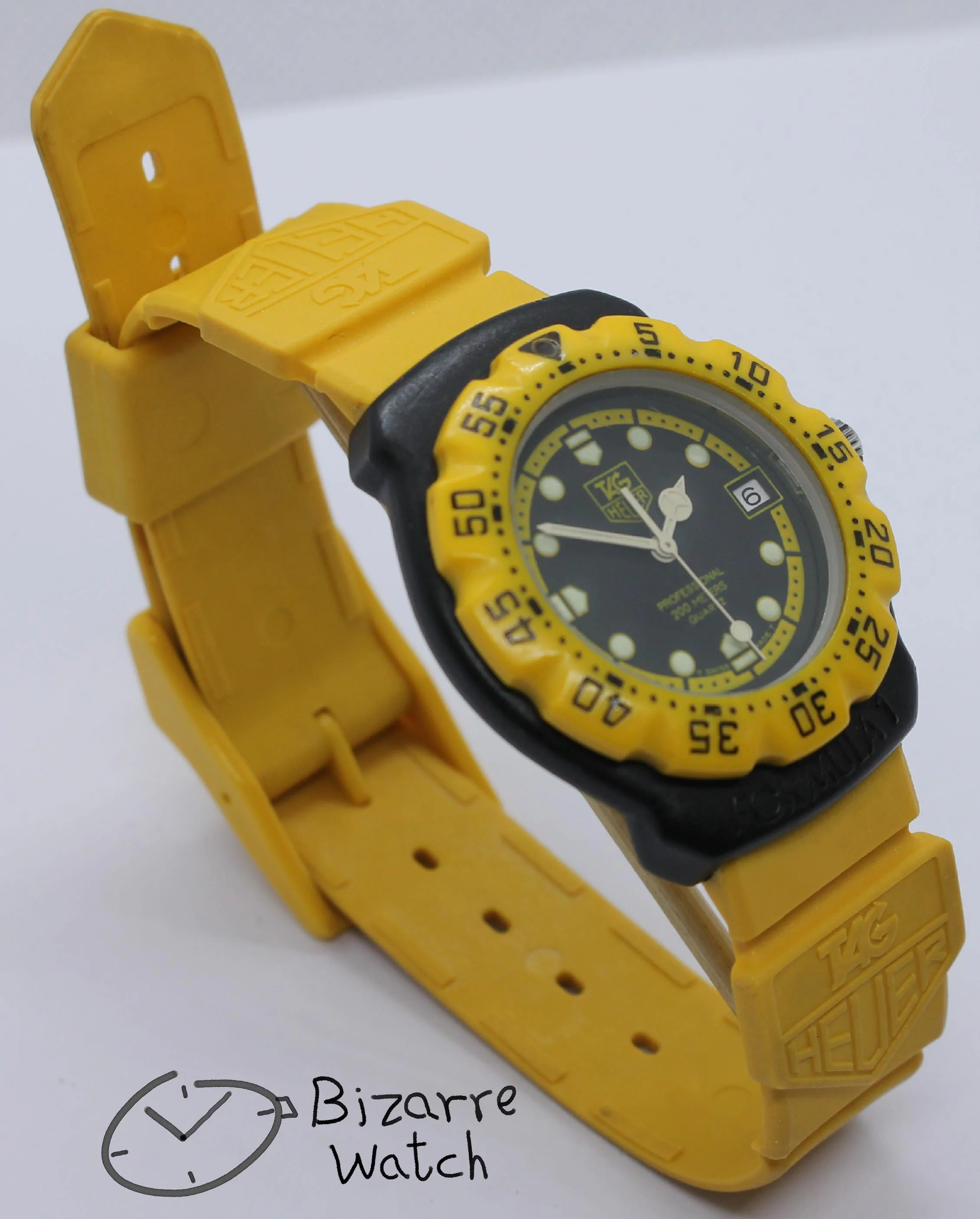 Vintage TAG HEUER Formula 1 200M Yellow Black 380.513 380.513/1 Yellow Watch men unisex women ladies gents bizarre