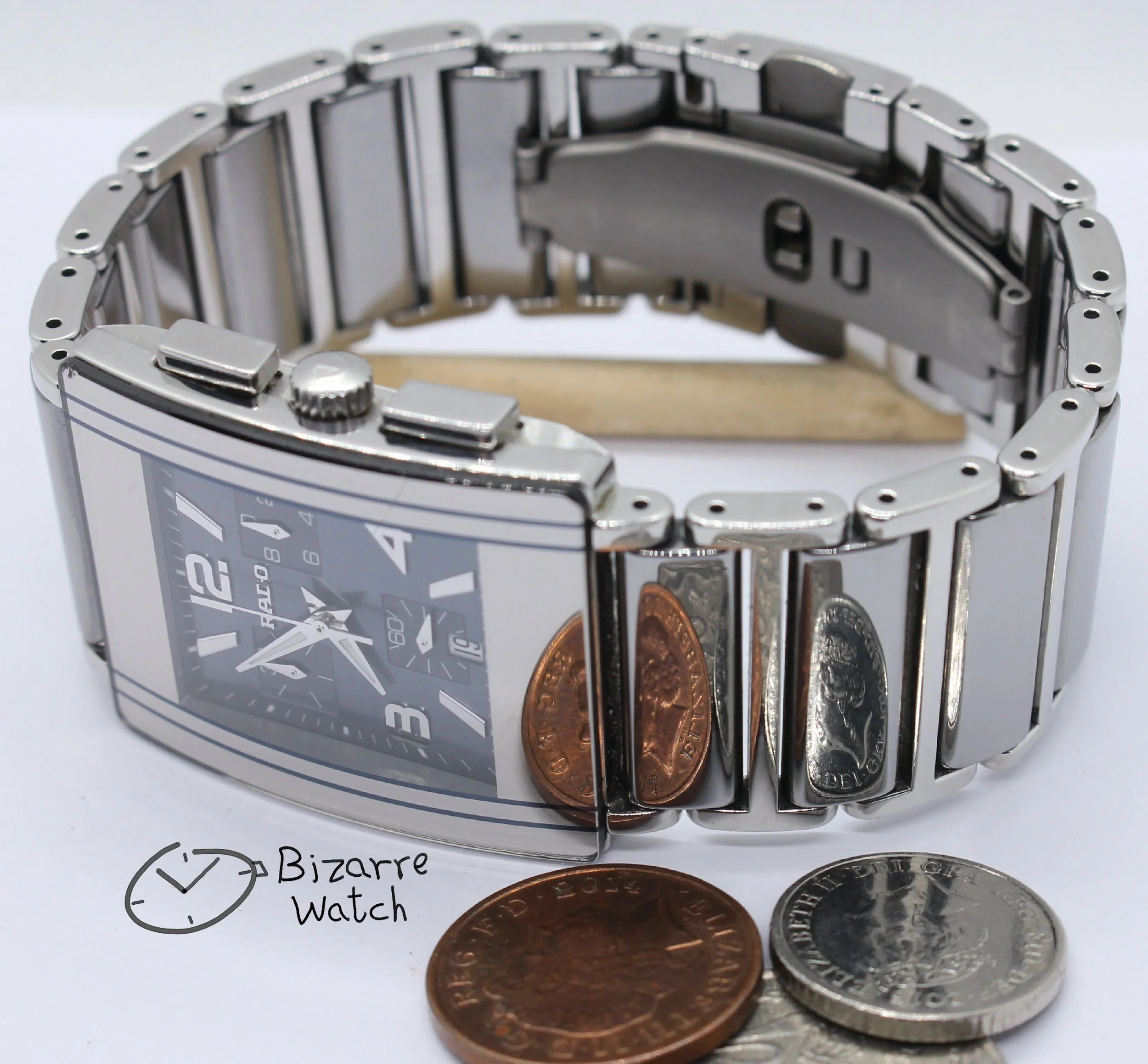 links bracelet coin reflection mirror Rado Diastar Chronograph Integral 538.0591.3 Ceramic blue silver Watch Titanium men unisex women