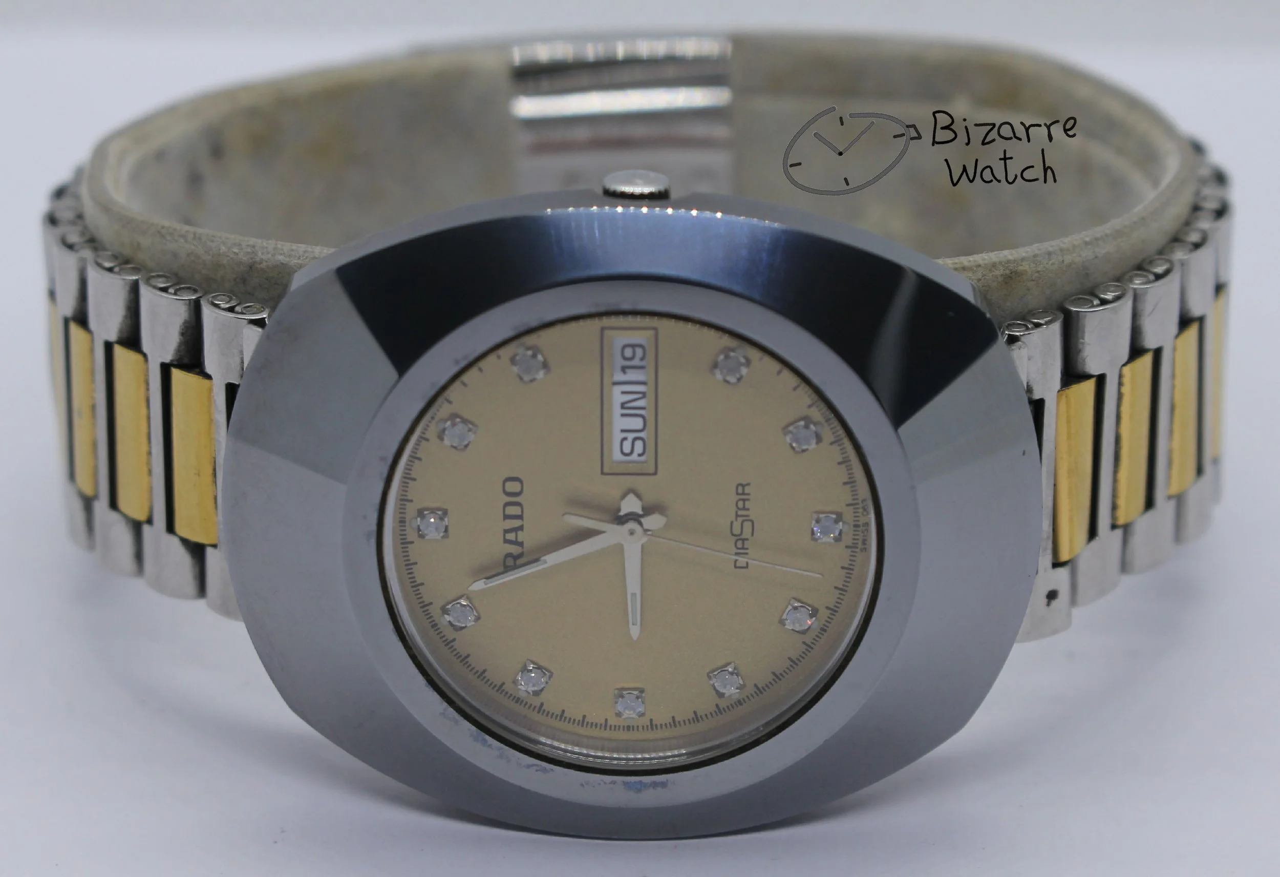 RADO diamond diamonds The Original Diastar Scratchproof 114.0391.3 Day Date 36mm Goldplated Watch men women unisex bizarre yellow