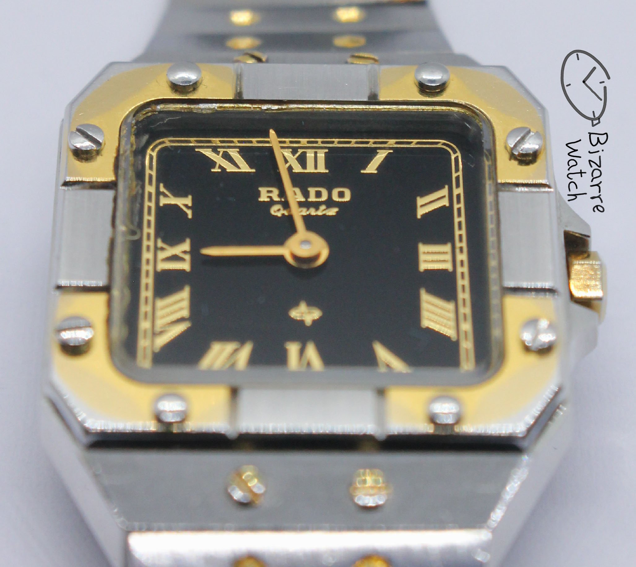 cartier Vintage Ladies Rado De Santos Homage 24mm Goldplated 133.9006.4 Black Dial Watch bizarre bizarrewatch