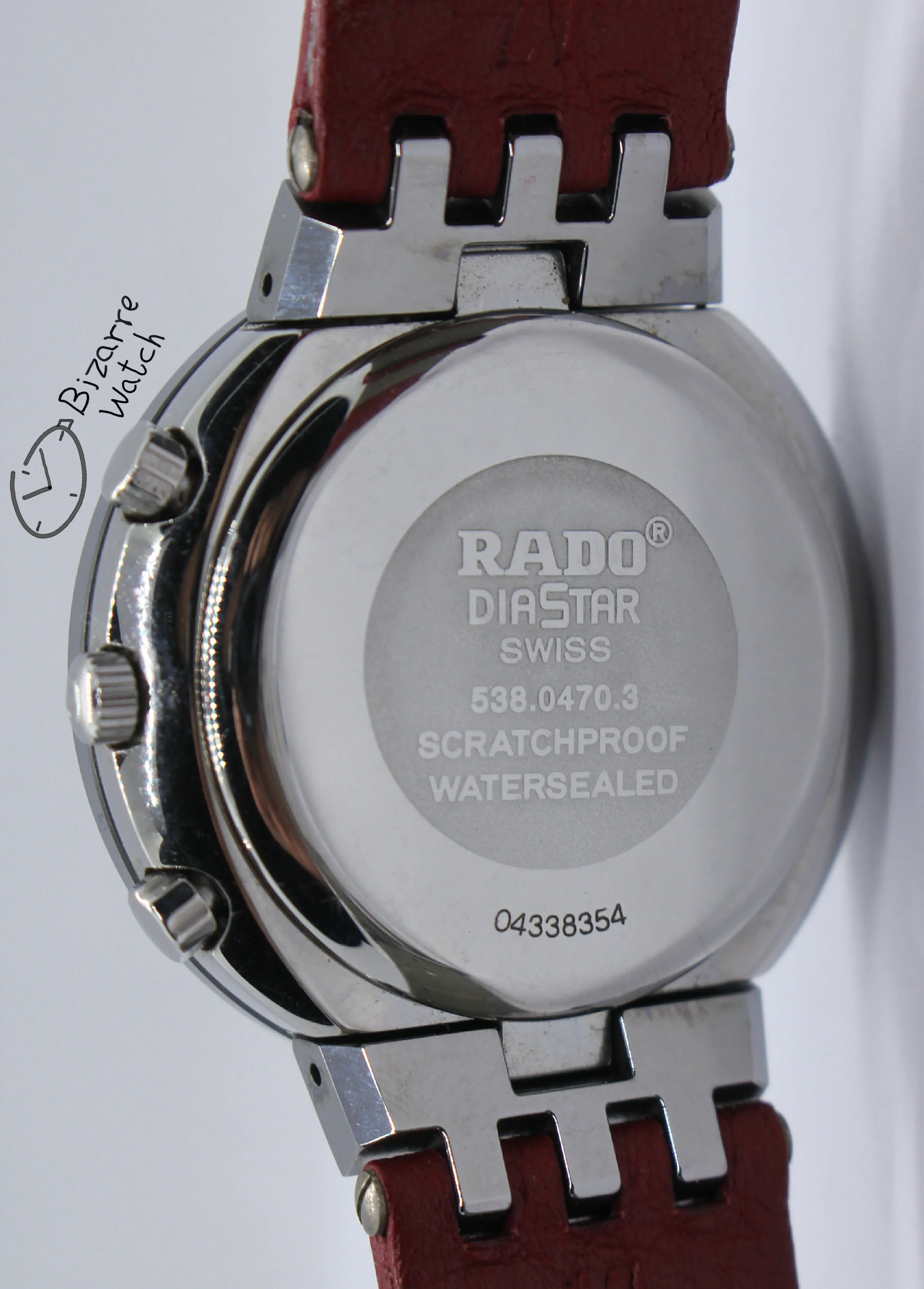 caseback Rado Mini Diamaster Diastar 34mm Chronograph Tungsten Carbide Red 538.0470.3 women unisex men bizarrewatch