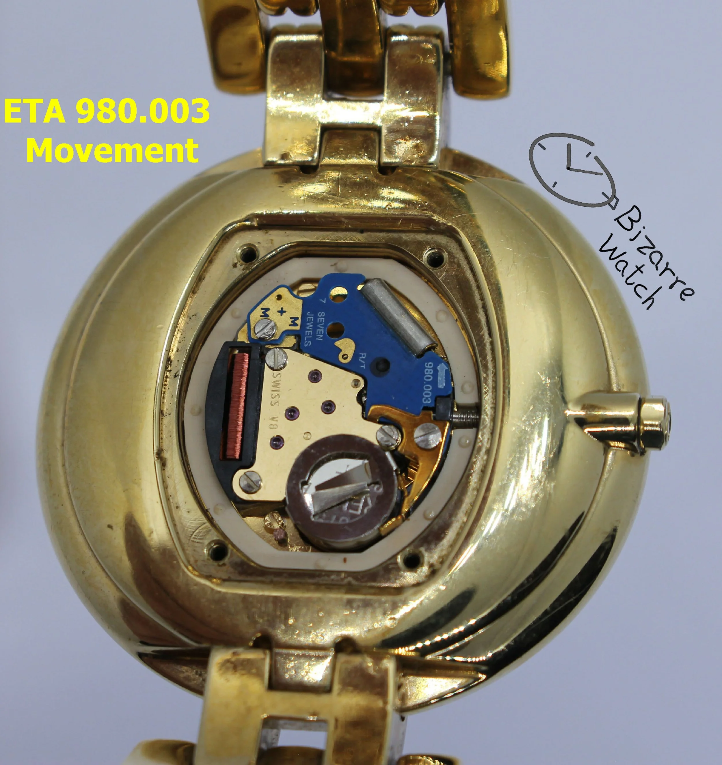 eta 980.003 movement sterile dial logo vintage electro gold plating Goldplated Curved Sapphire Christian Dior Bagheera D74.154.4 D74-154-4 Watch bizarre women men ladies