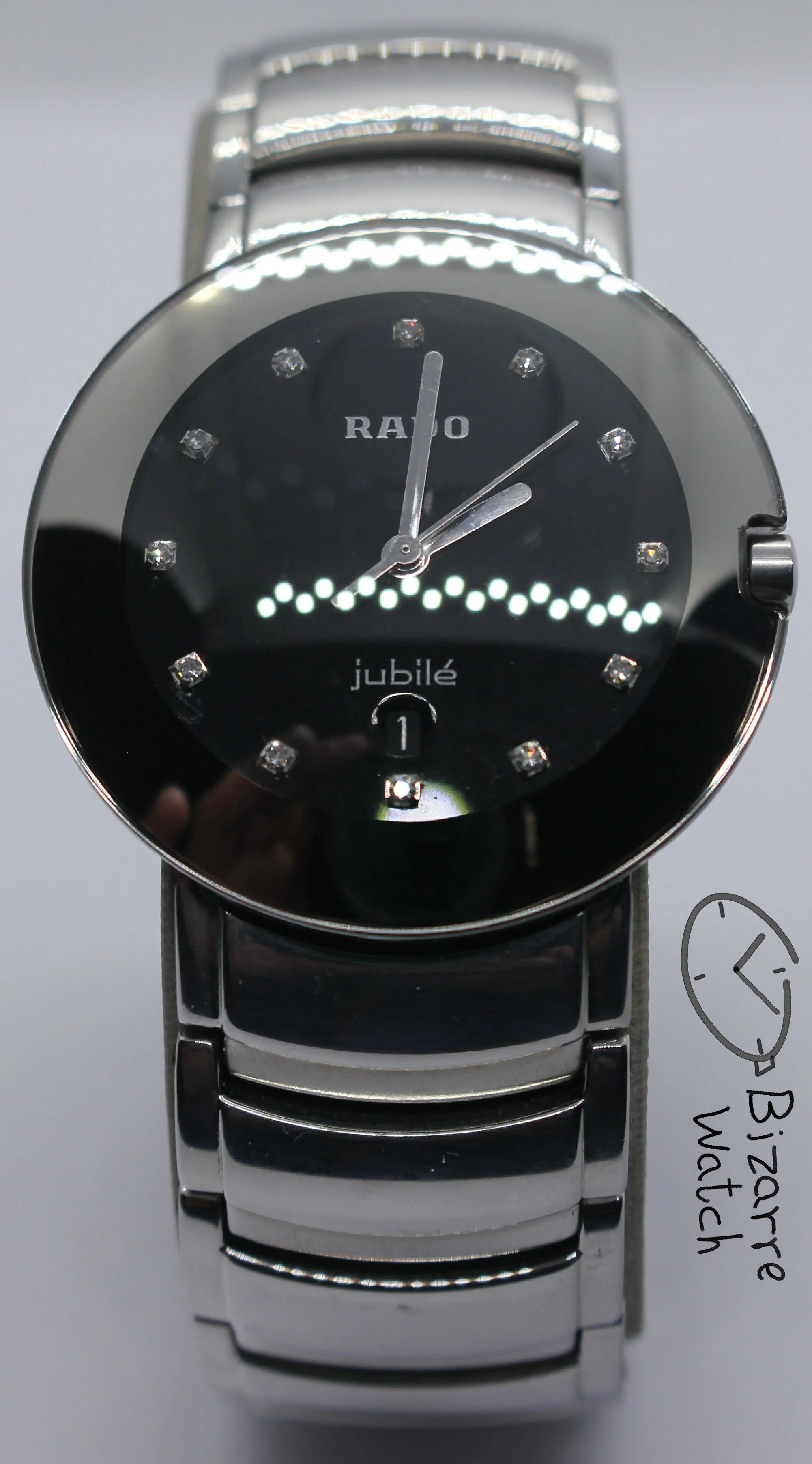 jubile jubilee Jubilé vintage diamonds 129.0531.3 RADO Coupole 129.0531.3 Domed Sapphire Black 33mm Stainless Steel Watch bizarre men women unisex