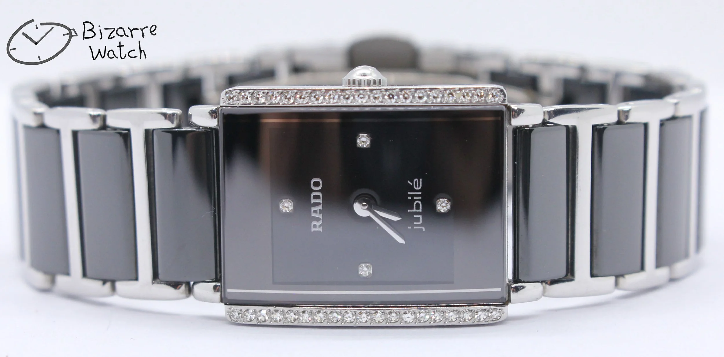 full 42 Diamonds Ladies Rado Ceramic Rado Jubilé Integral Jubile 153.0430.3 Watch women ladies black silver bizarre