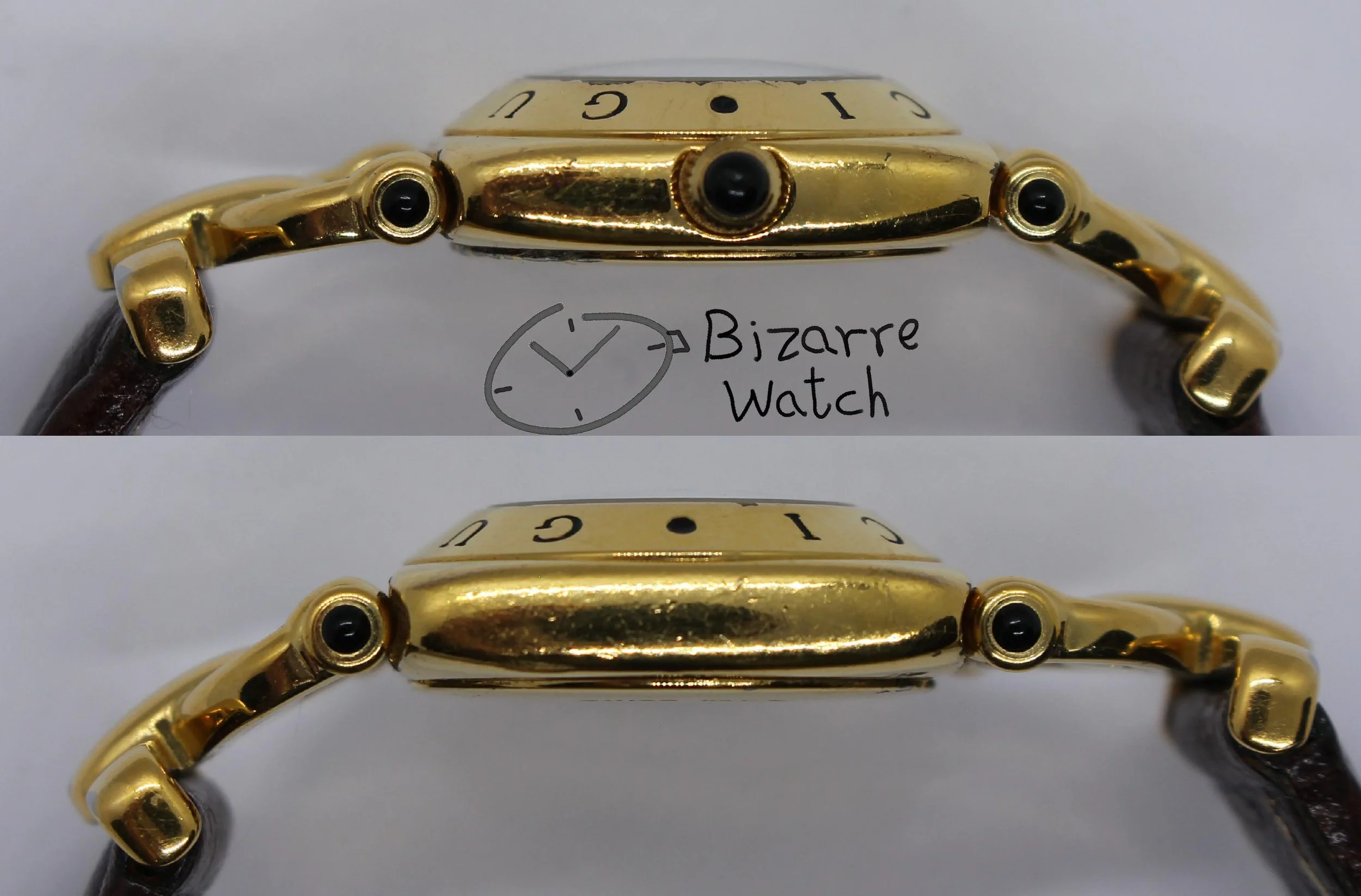 sides 6300 6800 6800L Vintage Ladies gold plated Goldplated GUCCI 6300L White Dial Brown Strap Watch women bizarre