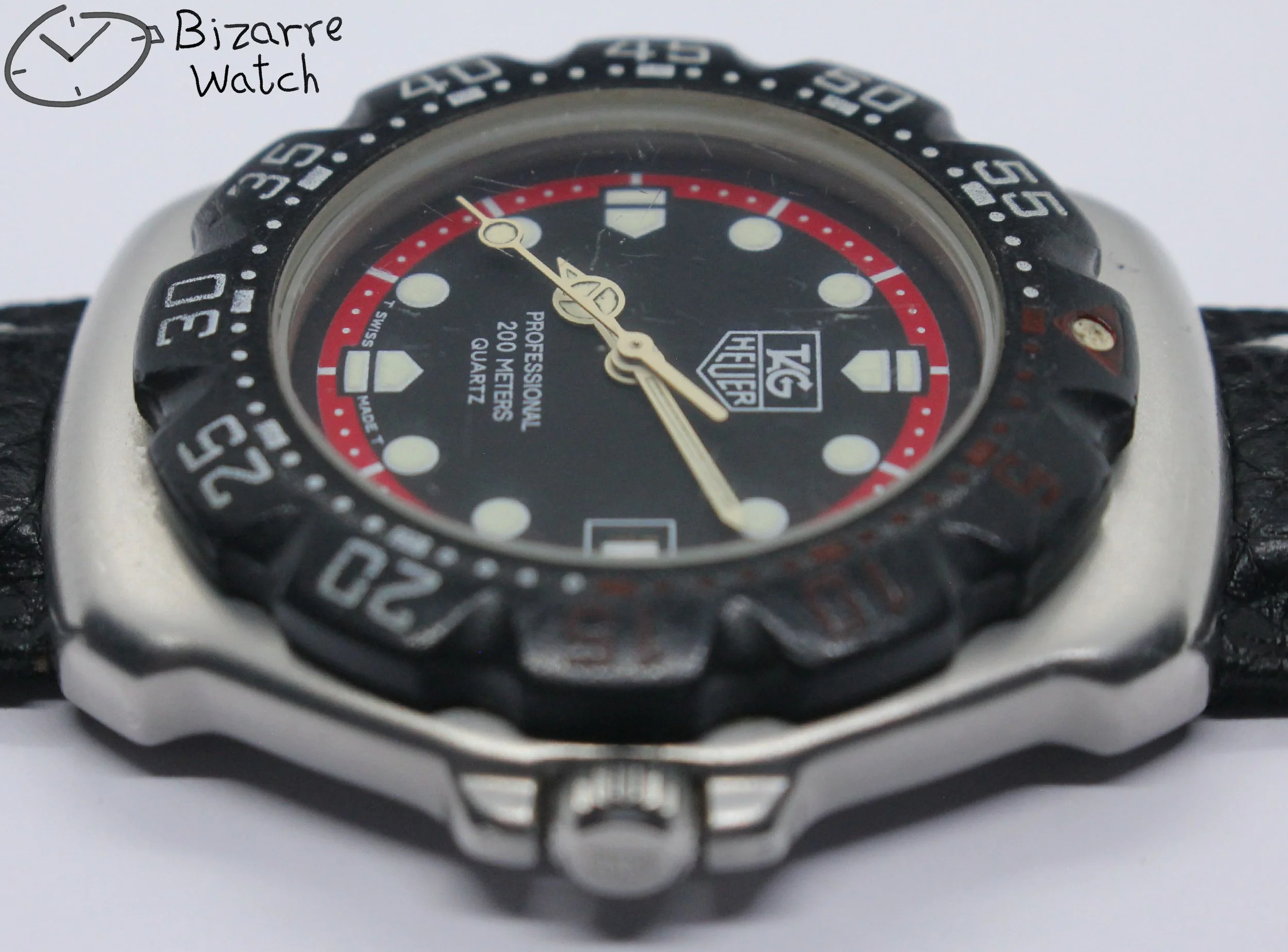 vintage TAG HEUER Formula 1 200M Black Red Date 374.513 ETA 955.412 Movement Watch men women
