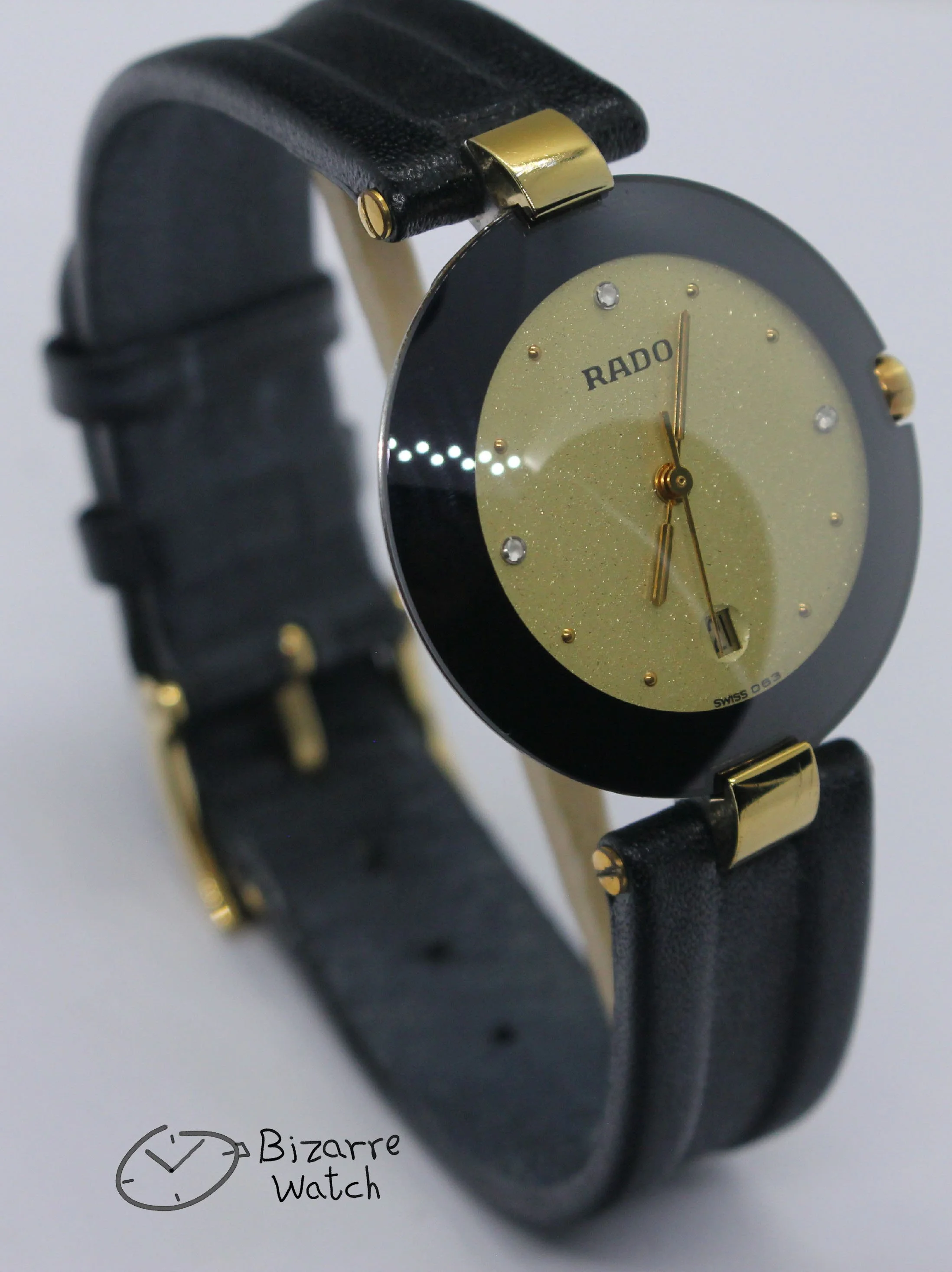 vintage Rado La Coupole Yellow Dial 30mm 129.4077.4 Domed Sapphire Leather Strap Watch women ladies unisex bizarre