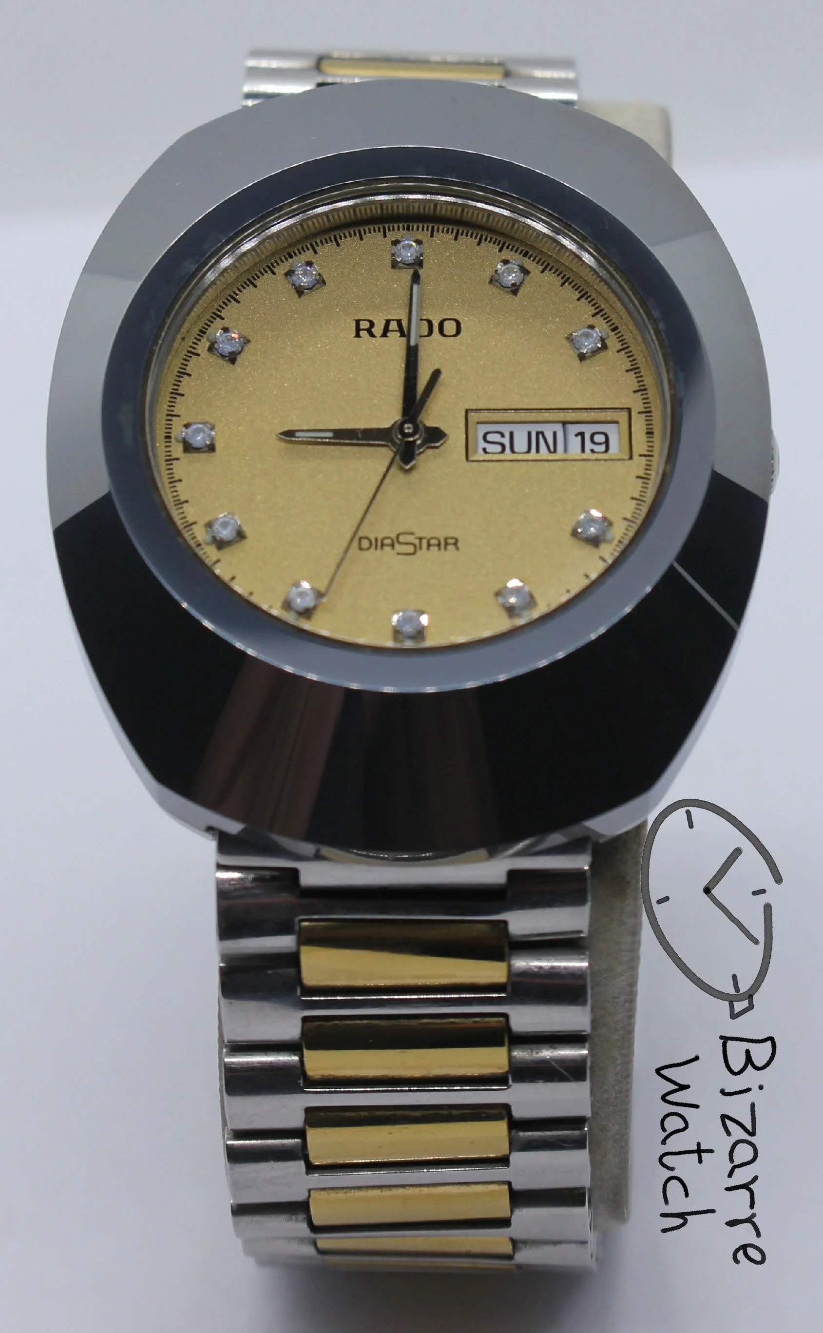 RADO diamond diamonds The Original Diastar Scratchproof 114.0391.3 Day Date 36mm Goldplated Watch men women unisex bizarre yellow