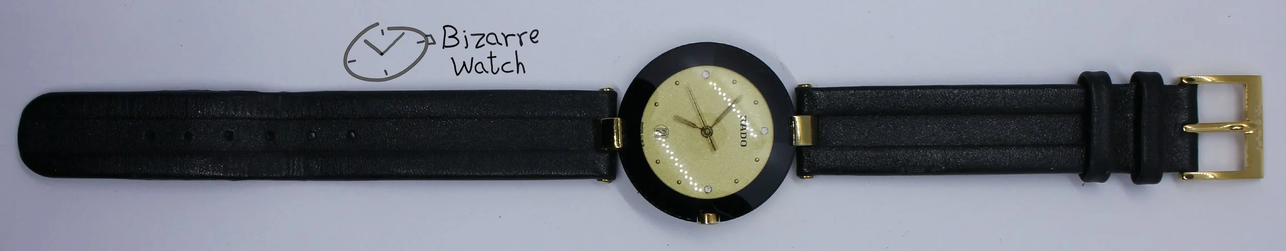 vintage Rado La Coupole Yellow Dial 30mm 129.4077.4 Domed Sapphire Leather Strap Watch women ladies unisex bizarre